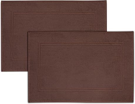 Tens Towels 2 Piece Bath Mats 20 x 32 Inches, Brown | 100% Cotton Terry Bath Mats, Super Absorbent, Hotel Quality Premium Floor Towels, Luxurious, Soft & Quick Dry