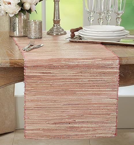 Miniatura 4 de Saro Lifestyle Melaya Collection - Camino de mesa Nubby tejido brillante, 14 x 54 pulgadas, óxido