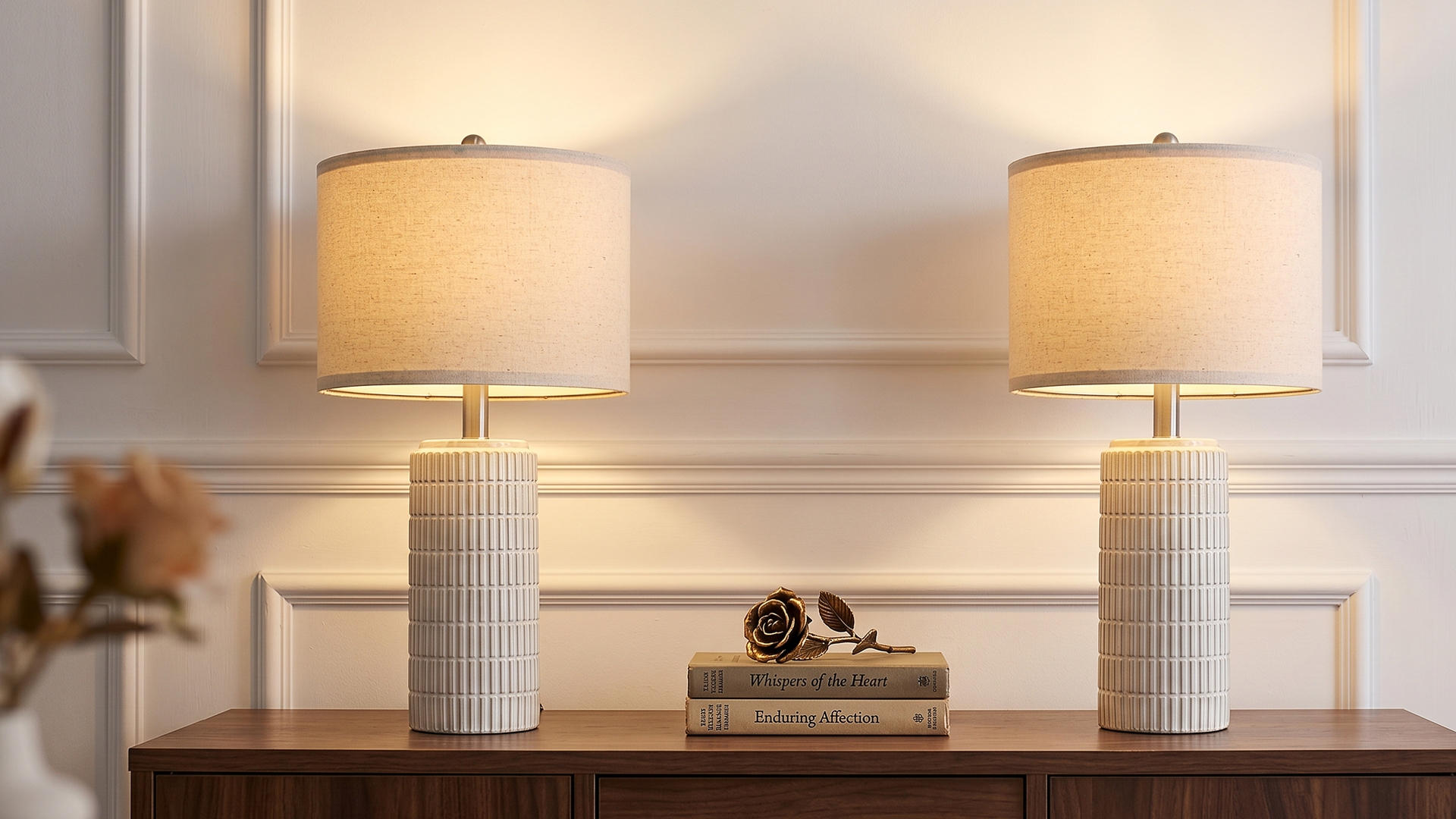 Image of PoKat 23'' Dimmable Table Lamps Set of 2 with Remote for Living Room, White
