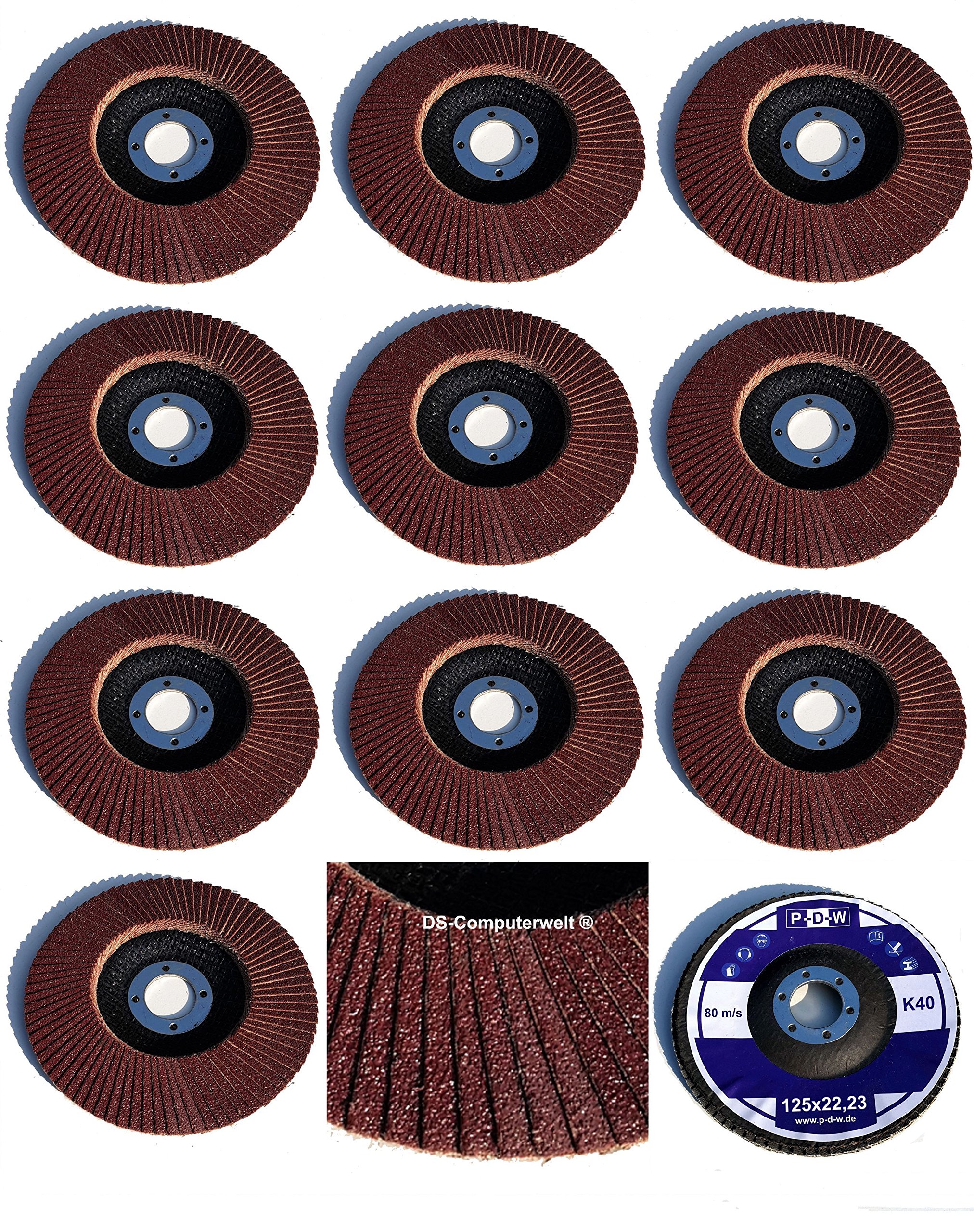 Lot De 3 Disques à Lamelles Oxyde D'Aluminium 125mm – Grains 40, 80, 120 – Pour Meuleuse D'Angle Sur Acier, Bois, Alliages