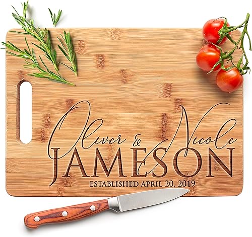Miniatura 5 de Tabla de cortar personalizada  9 diseños  8.7 x 11.5 pulgadas  Tabla de cortar de bambú  Regalos de boda para la pareja, regalos de inauguración de