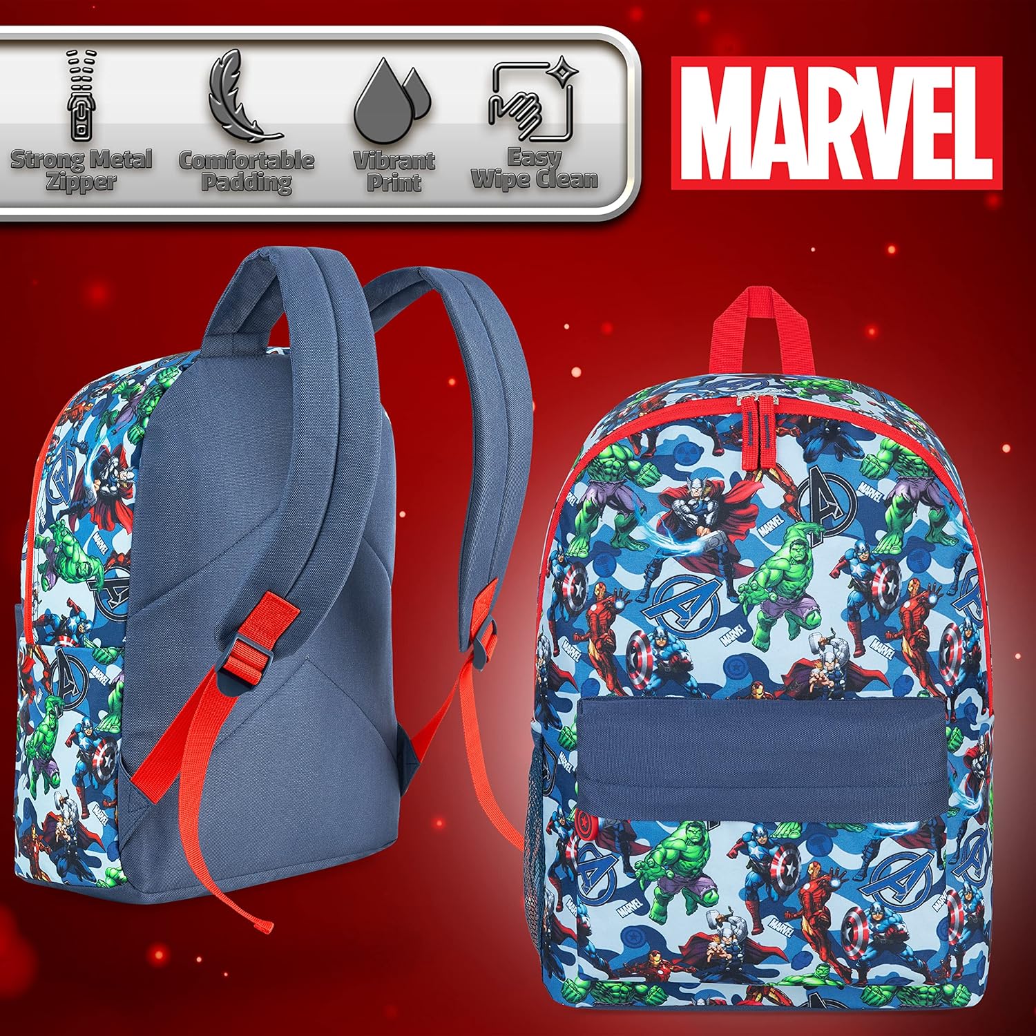 Marvel Avengers Backpack for Kids Teens Bookbag with Double Straps Daypack Backpacks for School Travel Sports Gifts for Boys (Blue) - Image 4
