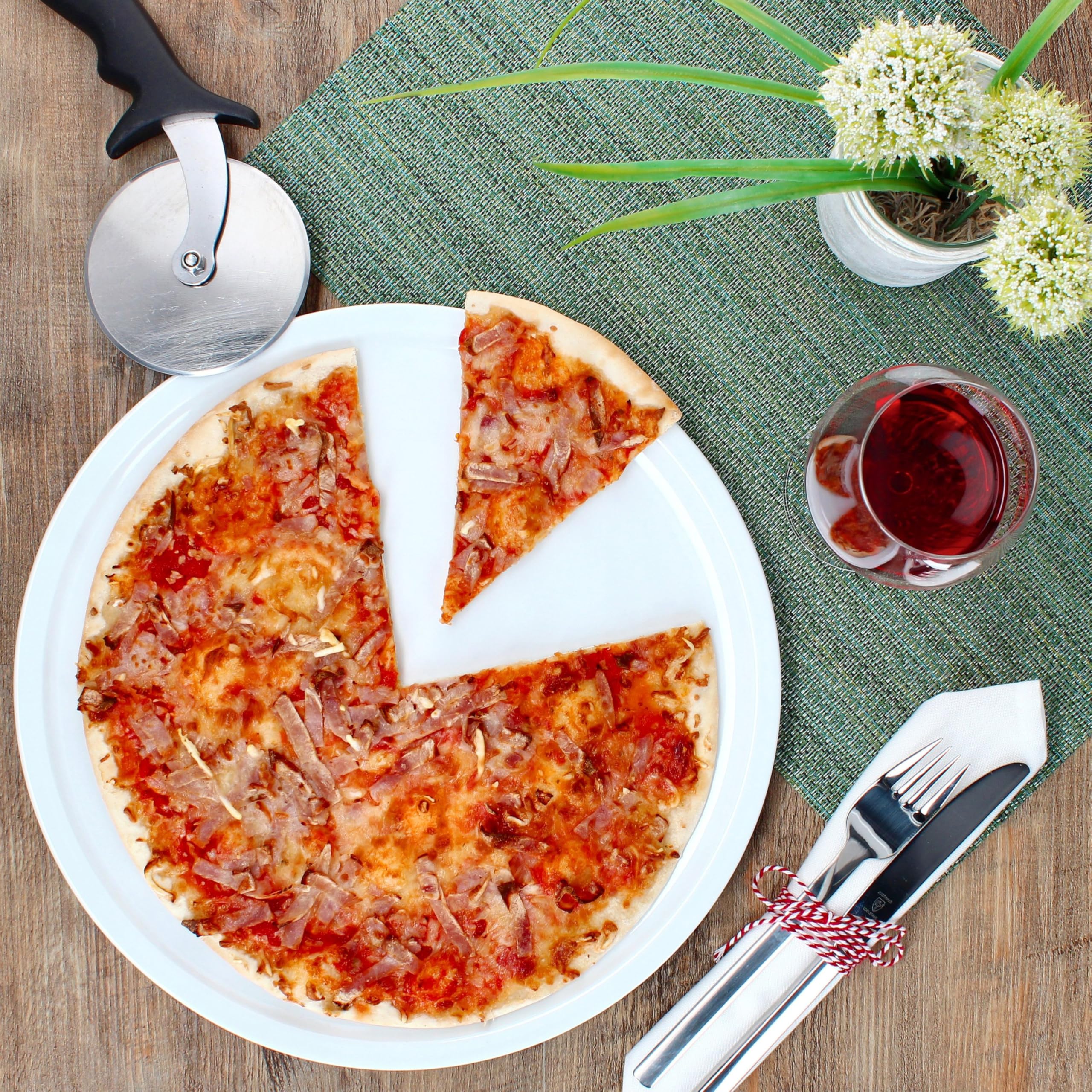 MamboCat 2er Set Mario Pizzateller XXL 33,5cm - Porzellan Mit Pizza-Bäcker Motiv