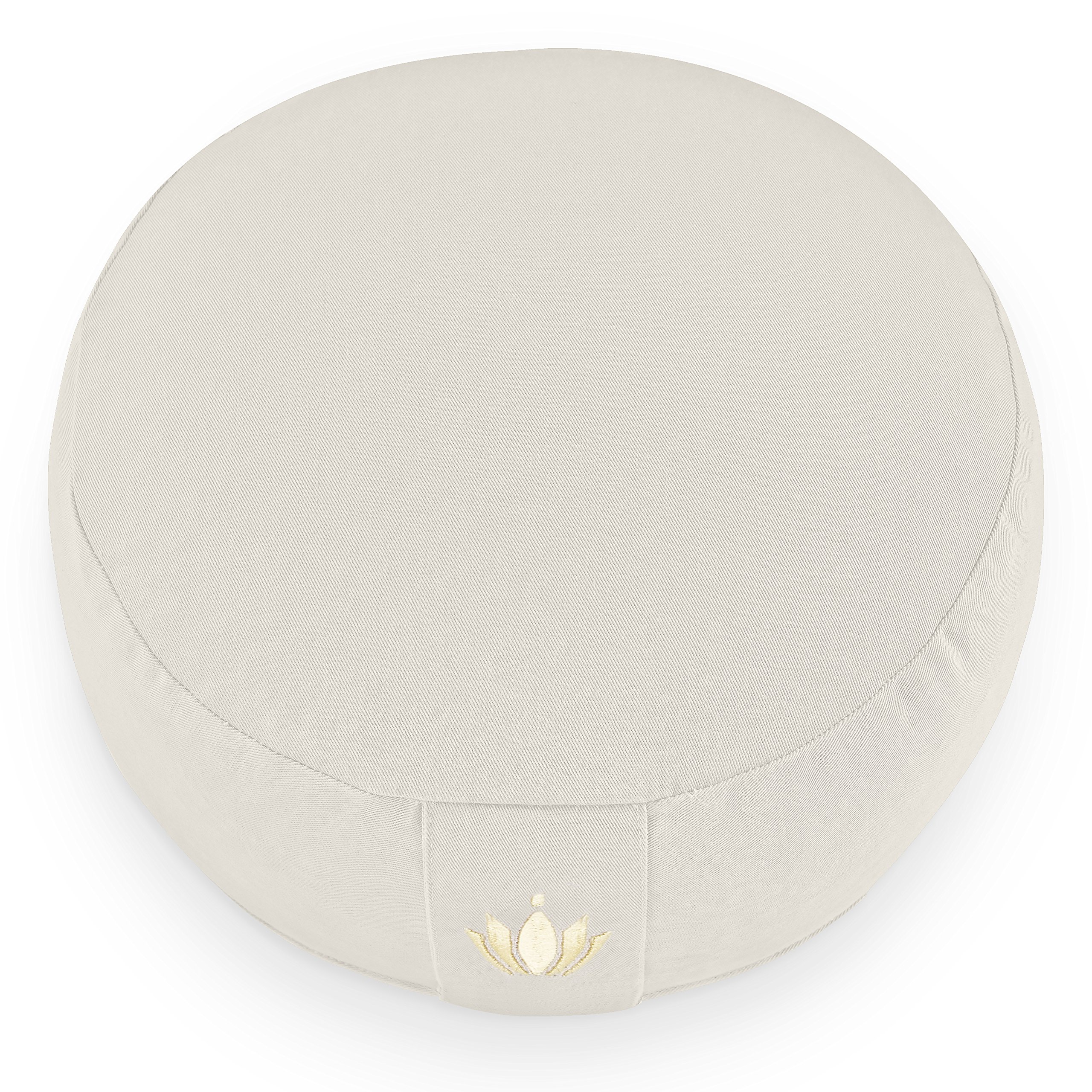 LOTUSCRAFTS Coussin de méditation, hauteur d'assise 15 cm, modèle Lotus rond, coussin de yoga, yoga bolster, housse en coton lavable, rembourrage d'épeautre, Certifié GOTS, logo brodé