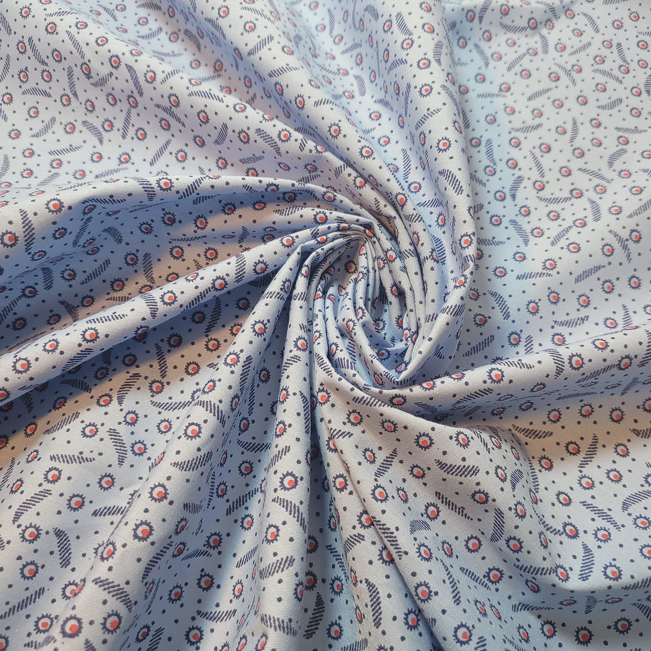 100% Cotton Vintage Novelty Floral Dress Material Craft Quilting Fabric - Perfect for Sewing Projects and Dress Making - Cotton Fabric by The Metre Clearance 44" (Sky Blue Batik)