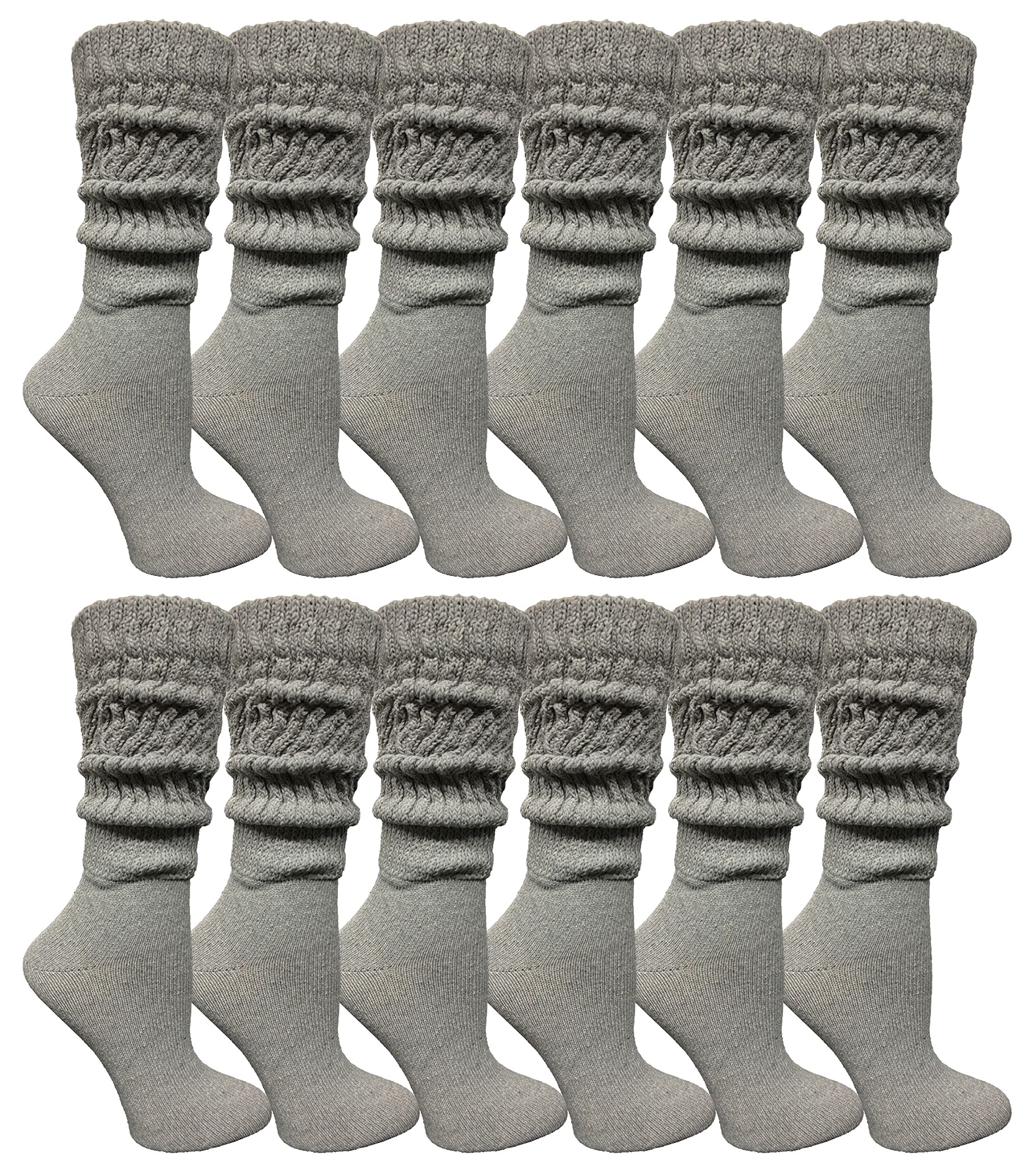 Yacht &amp; Smith 12 Pack Womens Cotton Slouch Socks, Womans Knee High Boot Socks