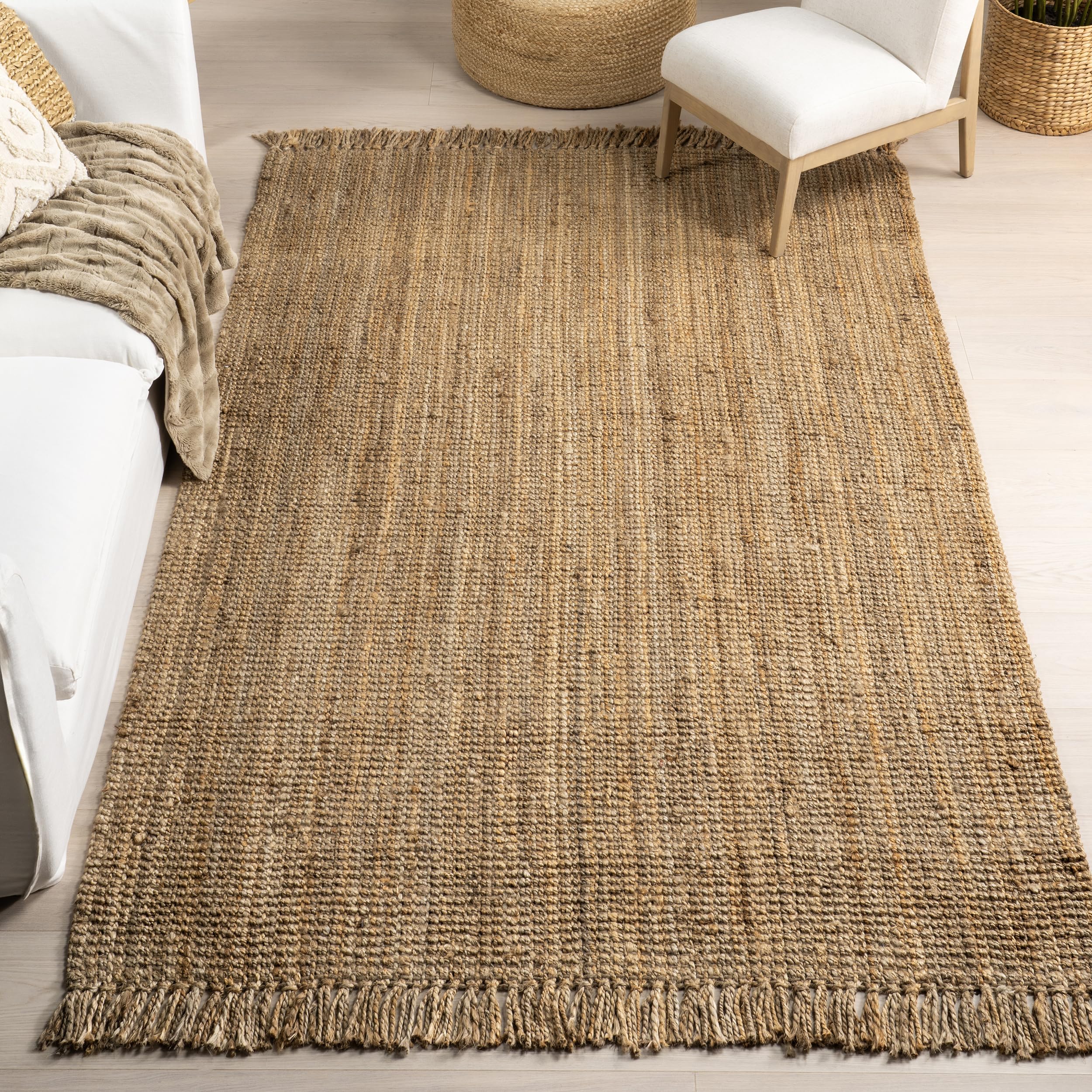 nuLOOM 12x15 Rigo Jute Hand Woven Area Rug, Natural, Solid