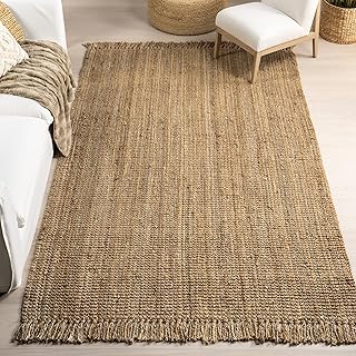nuLOOM 3x5 Daniela Jute Tassel Hand Woven Area Rug, Natural, Solid Chunk...