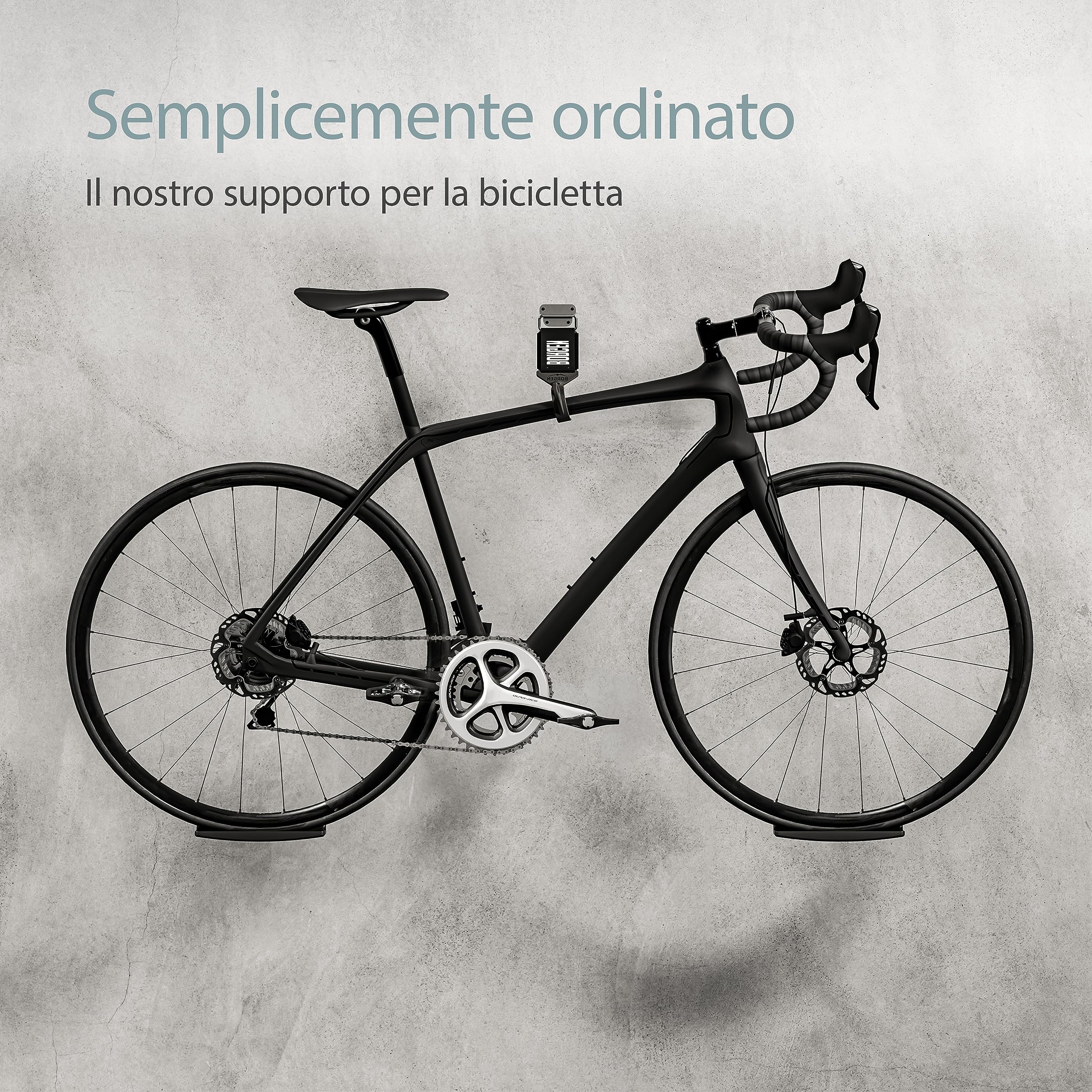 Borgen portabici da muro - portabici regolabile da muro - compatibile con e-bike, bici da corsa, MTB, bici da strada - gancio gommato antigraffio