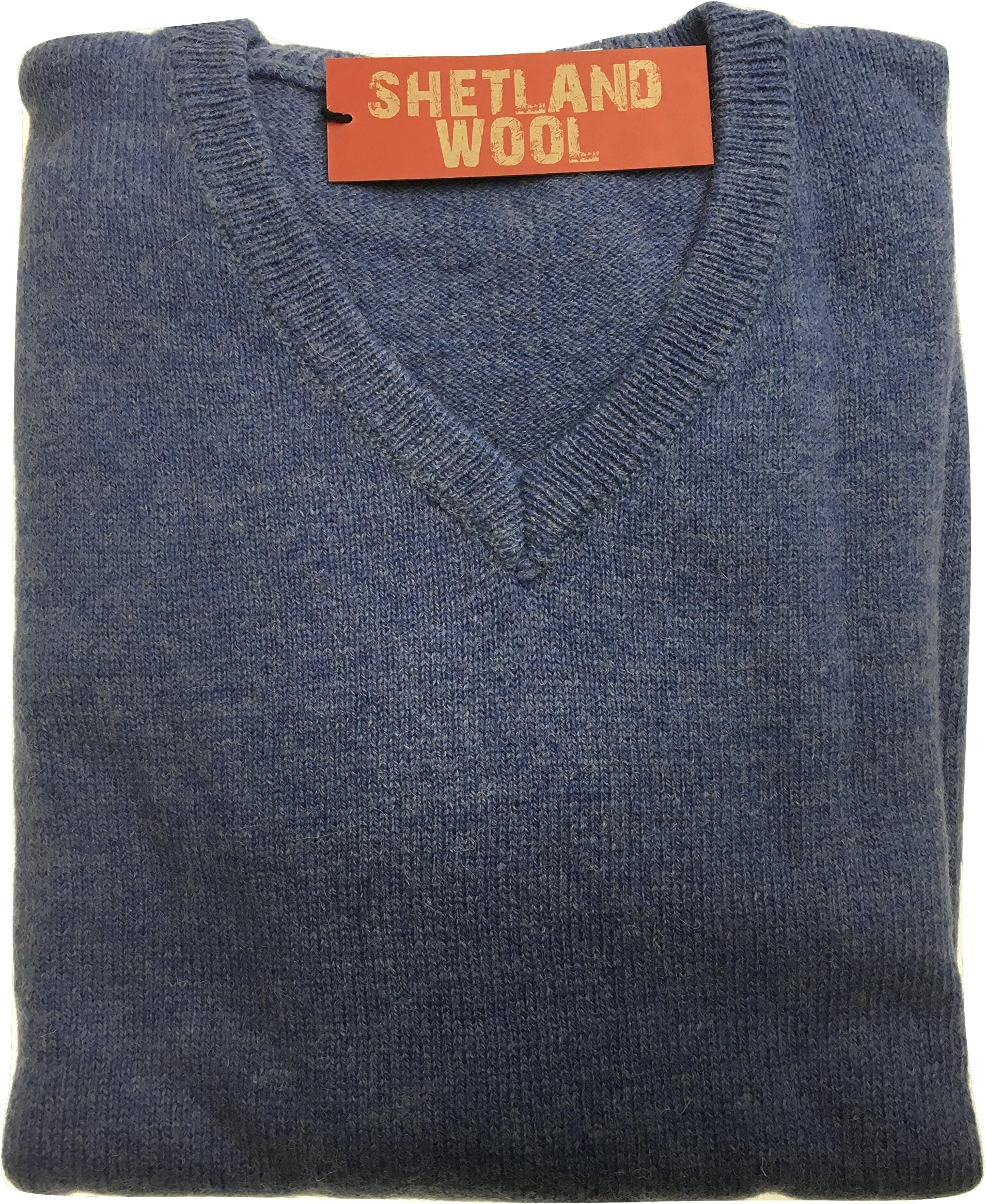 Men's Shetland Wool V-Neck Cardigan Sweater Knitted Jumper Pullover (Large, Sky)