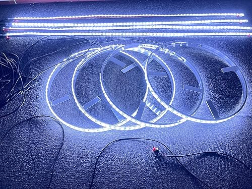 Miniatura 2 de Sando Tech - Anillo de rueda LED iluminado, de 17.5 pulgadas, color blanco puro, de doble cara, de doble fila, luz intermitente para llantas, IP68,