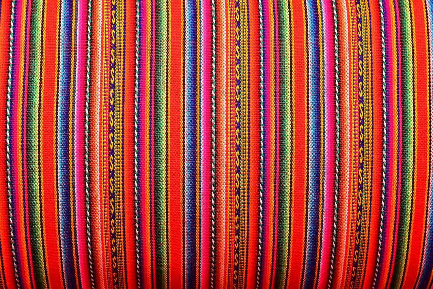 GenericJINCHENGWU Traditional Peruvian Aguayo Fabric Textile Red by Yard Handwoven Rainbow Multicolored