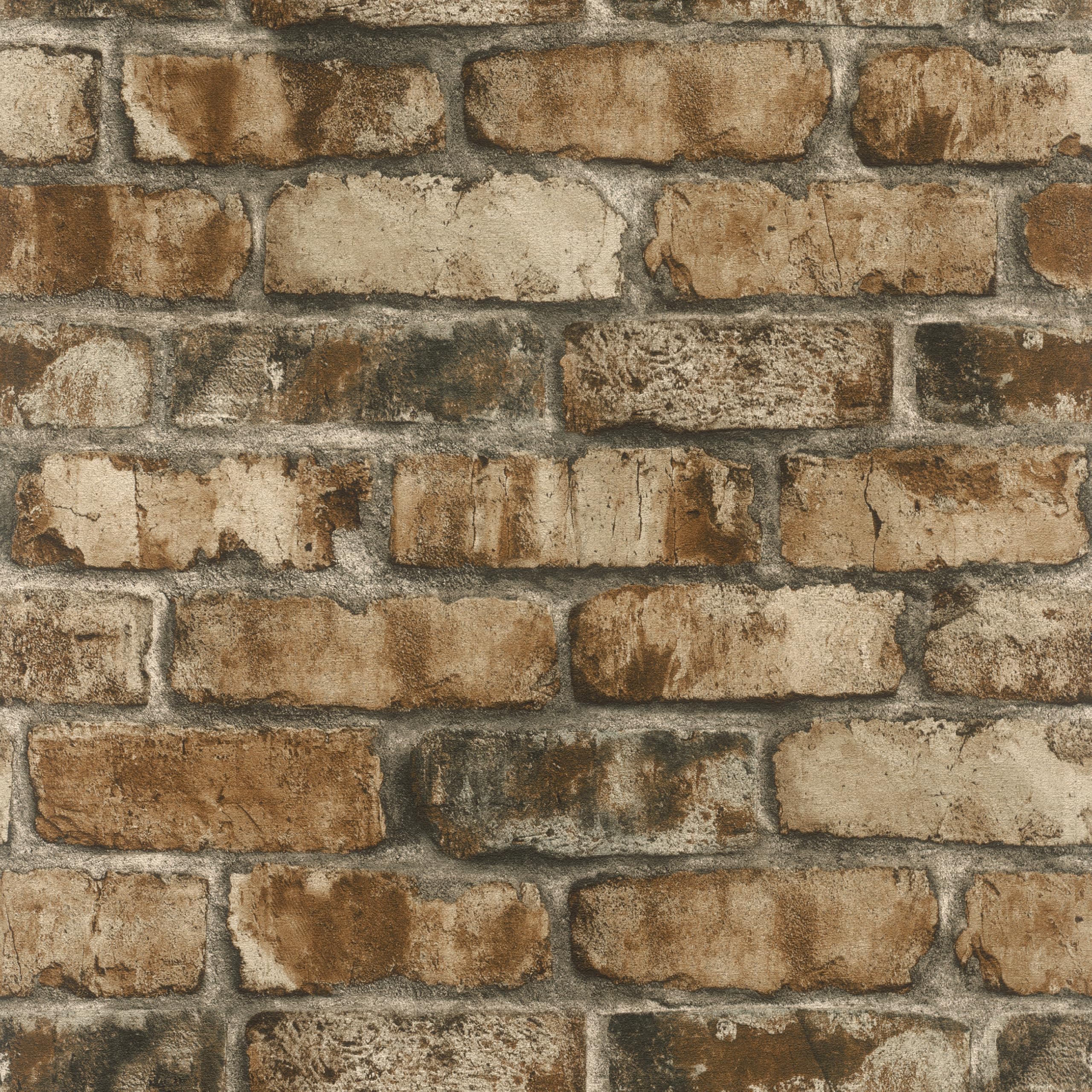 Rasch Selbstklebende Tapete Backstein Clayton - Strukturierte Vliestapete Steinoptik, Mauerwerk in Braun Beige - Einfaches Anbringen ohne Kleister mit tesa-Klebetechnologie - 6,00m x 0,53m