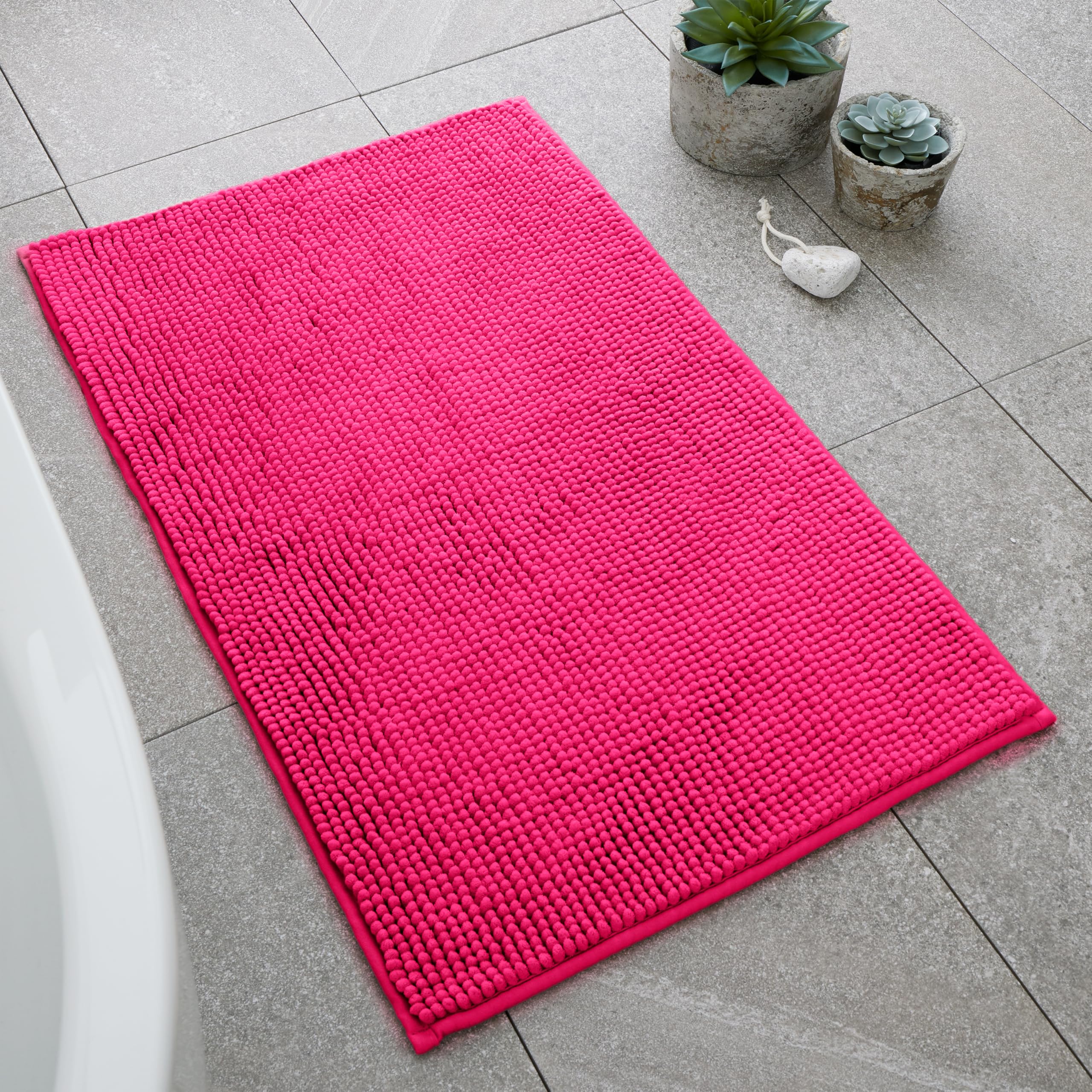 Rackhams Pink Bobble Bath Mat - Hot - Bath Mat 50 X 80 Cm