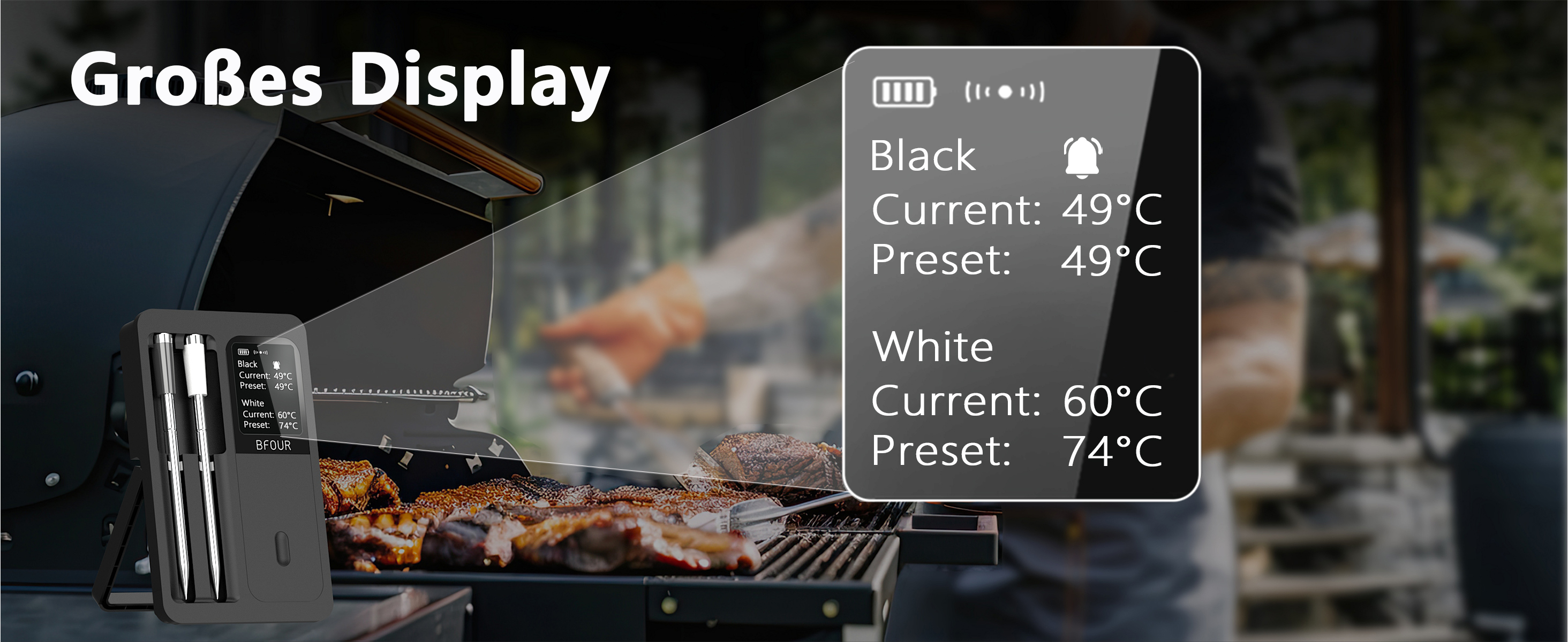 Draadloze Vleesthermometer, Bluetooth Grillthermometer met App, IP67 Waterdichte Braadthermometer, ANTELA Slimme BBQ Thermometer, Vleesgrillthermometer voor Ovengrill Roker Rotisserie Airfryer Draadloze Vleesthermometer, Bluetooth Grillthermometer met App, IP67 Waterdichte Braadthermometer, ANTELA Slimme BBQ Thermometer, Vleesgrillthermometer voor Ovengrill Roker Rotisserie Airfryer