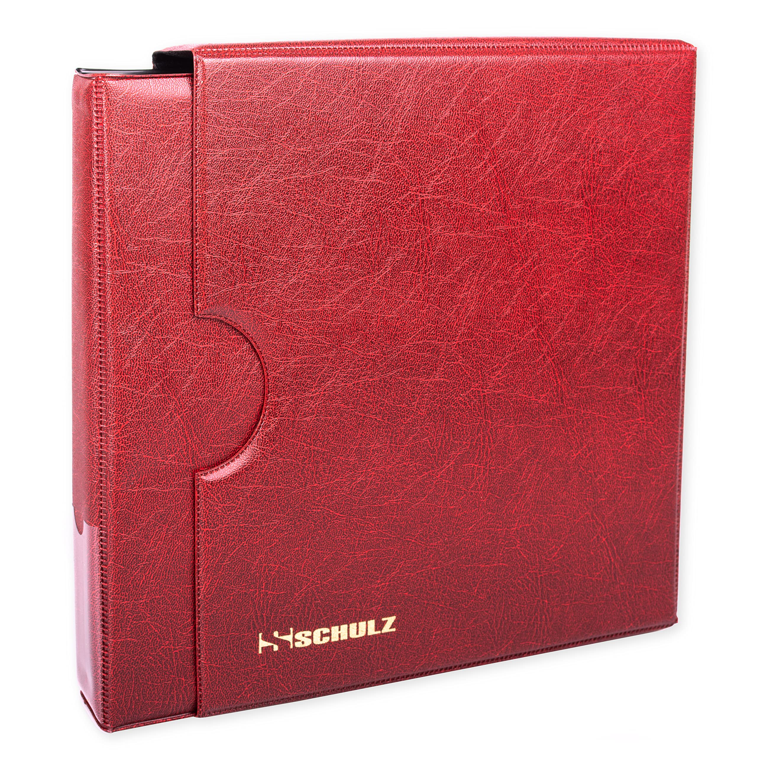 C Collector Maroon Coin Collection Album With Sleeve Cover – 50P £1 £2 Collecting Holder - Storage Binder Protect And Store For 221 Coins - Schulz Coin Album Red