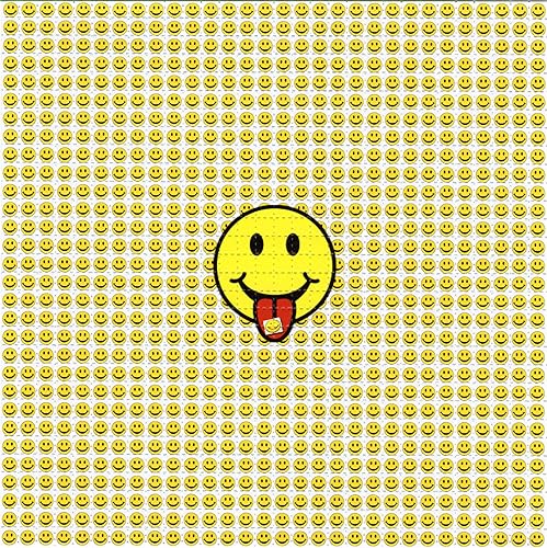 Smiling Face Smiley Bloter página de arte libro hoja papel sin ácidos arte psicodélico perforado 900 pestañas perforadas 75 x 75 pulgadas viene en