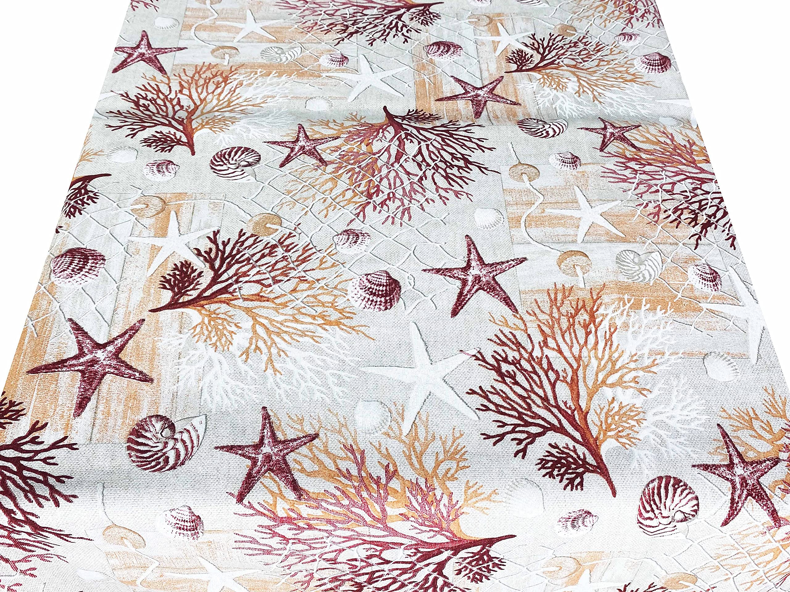 Mantel antimanchas resinado Torino mar Marino Corales Rojo – 140 x 360 x 24 personas
