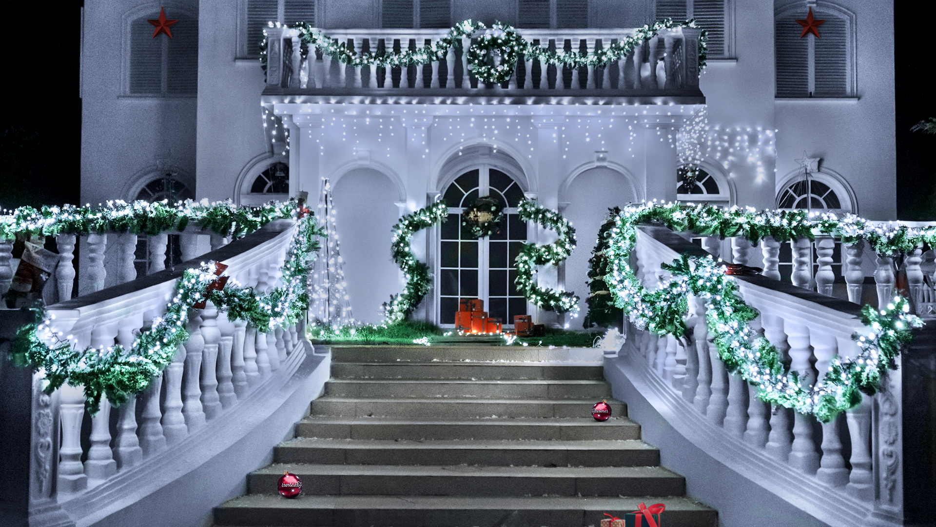 Ollny Cluster Lights Christmas 1000LED 49FT, Cool White Christmas