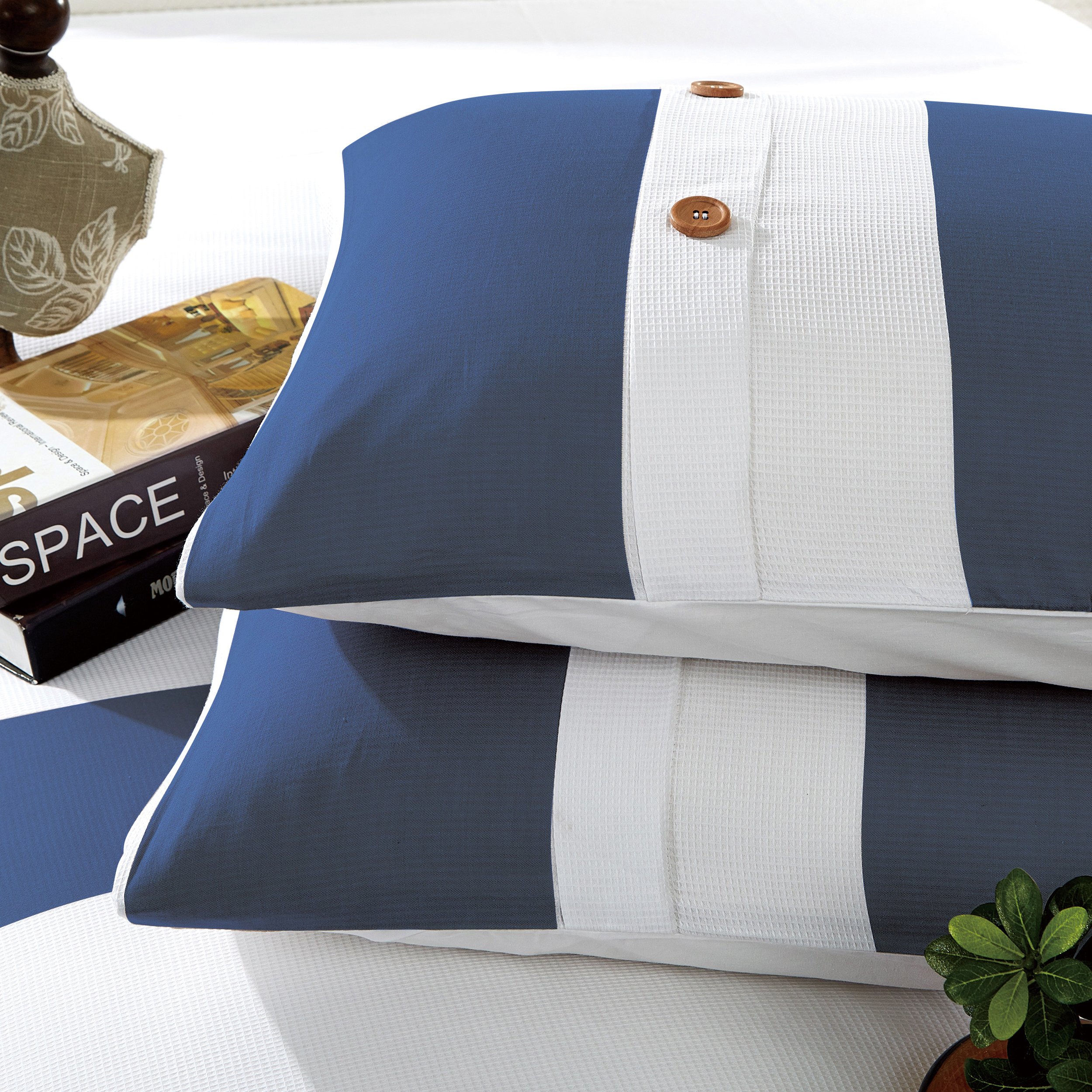 Home City, Bed Linen Set, White/Blue - King, 39.369999999999997 x 2.5 x 10 cm - Image 4