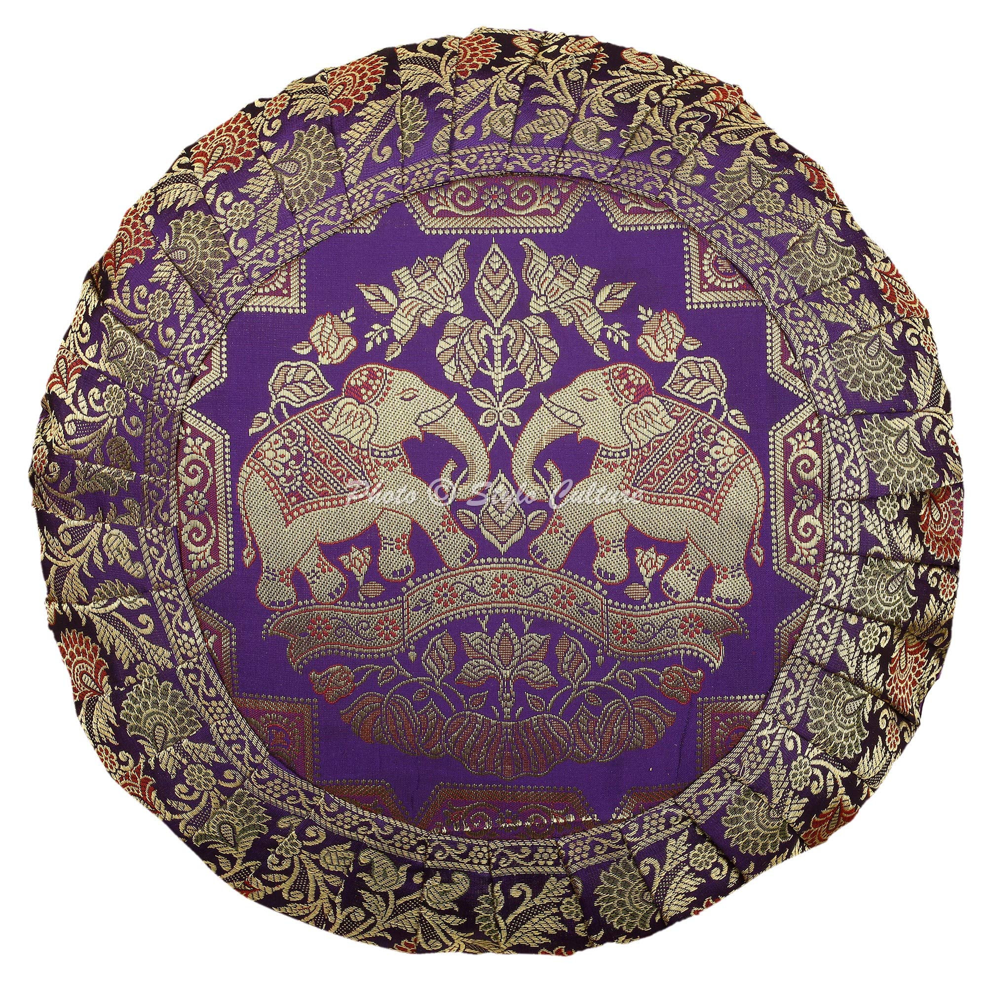 Bohemien Dekorativ Brokat Seide Couch Kissenbezüge 43x43 cm Mehrfarbig Dekokissen Jacquard-Plissee-Bordüre Schlafzimmer Sofa Kissen Bezüge Elefant Runden Kissenhullen - 8 STK.
