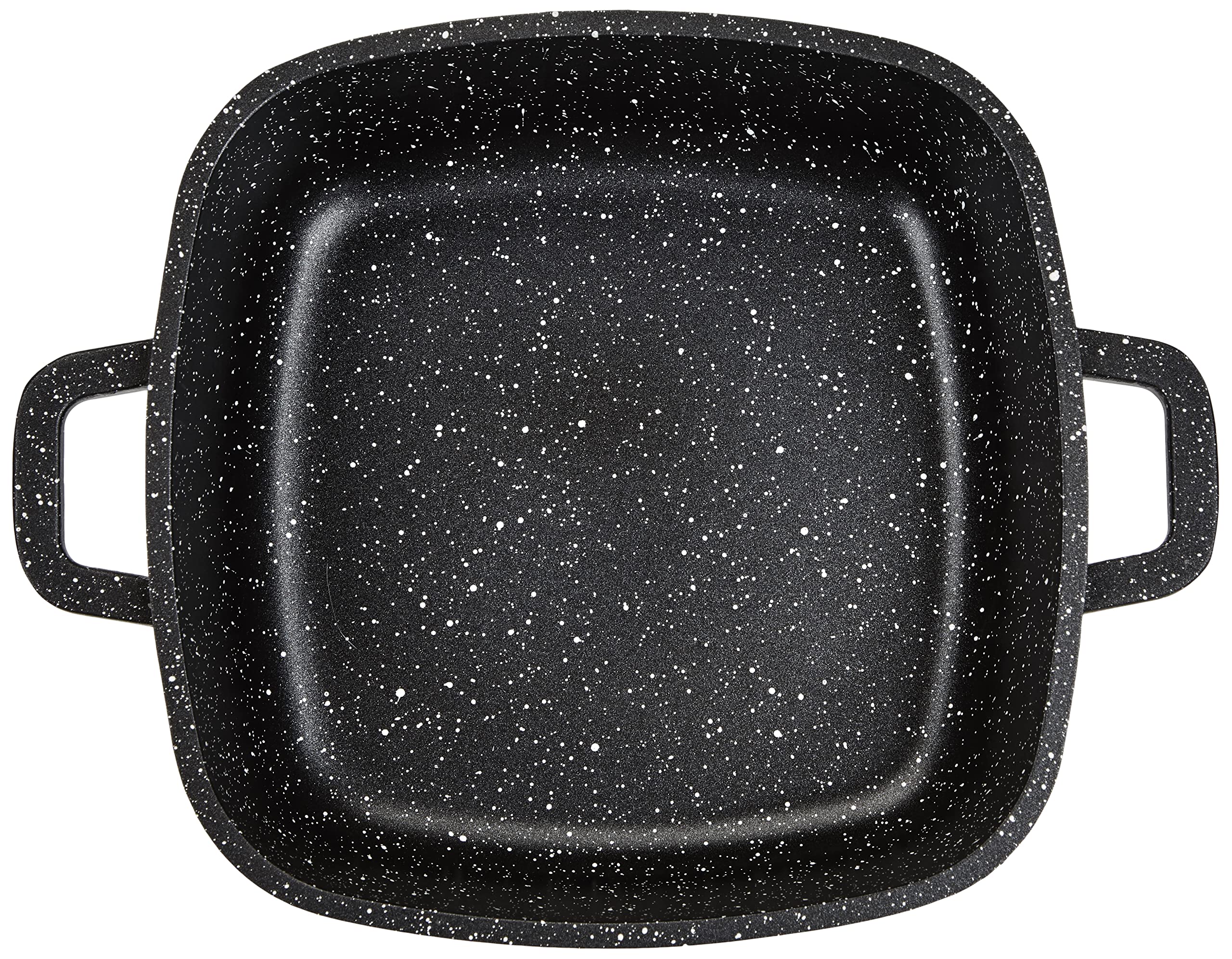 Kamberg 0008100 Casseruola Quadrata 20 x 20 cm, Fusione di Alluminio, Rivestimento in Pietra, Coperchio in Vetro, Compatibile con Tutti i Piani Cottura, Incluso Quello a Induzione, Senza PFOA