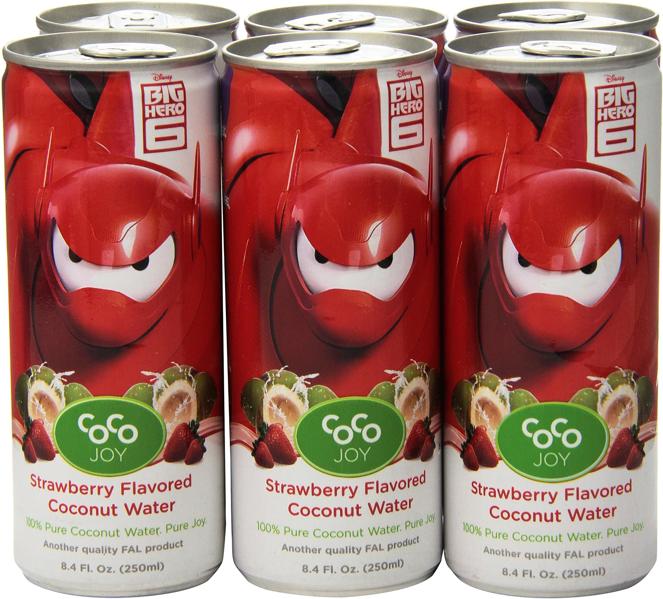 Coco Joy Strawberry Coconut Water Red Baymax, White Background, 8.4 Ounce (Pack of 6)