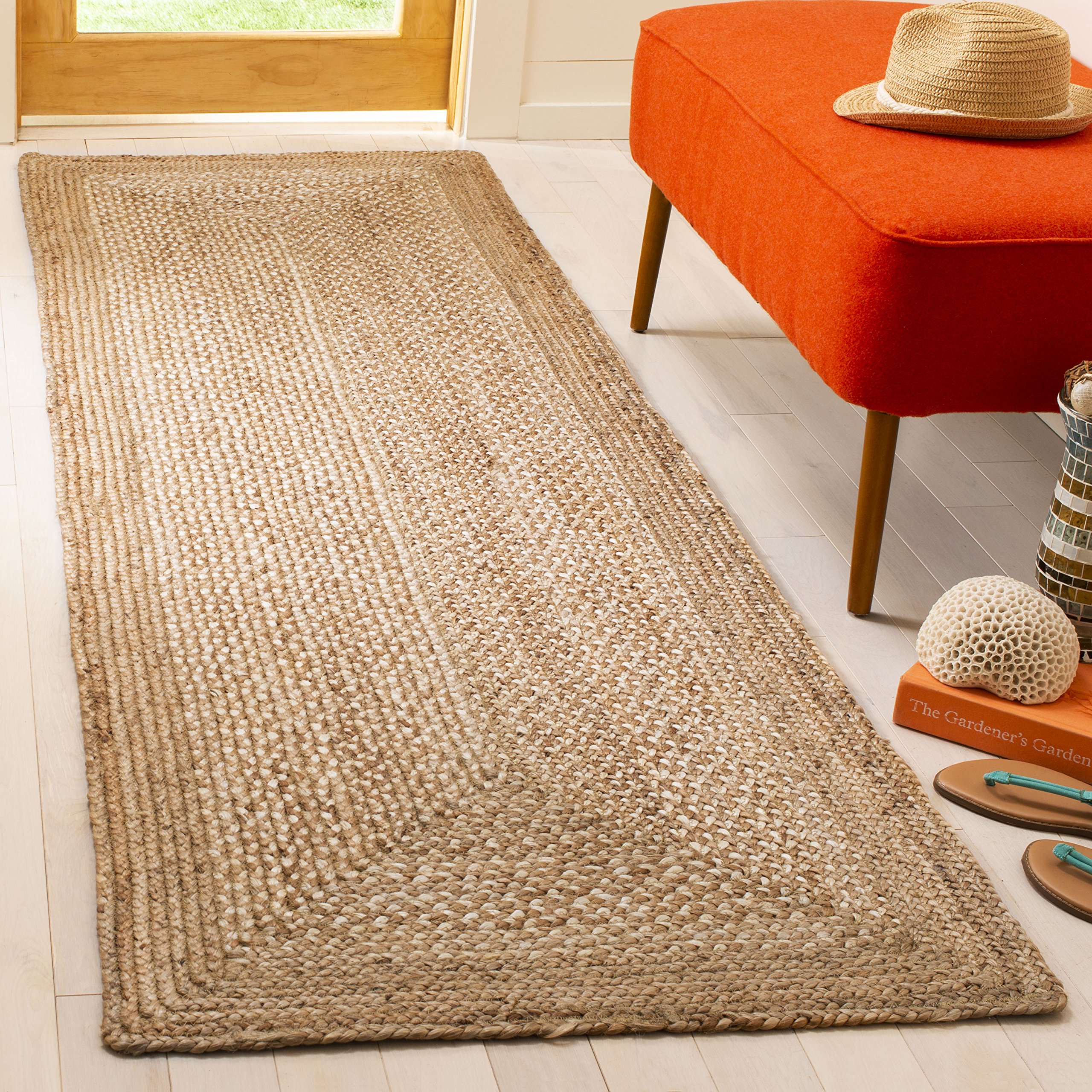 SAFAVIEH Natural Fiber Collection Runner Rug - 2'6" x 8', Natural & Ivory, Handmade Farmhouse Boho Coastal Rustic Jute, Ideal for High Traffic Areas in Living Room, Bedroom (NF885B)