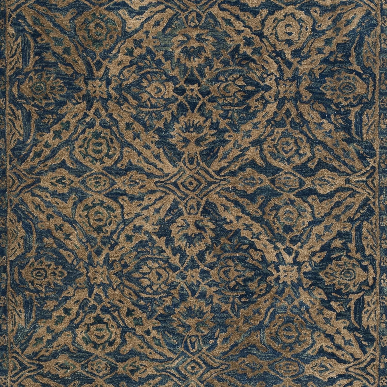 Navy and Ivory Tufted Handmade Wool 9' x 12' Area Rug
