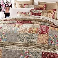 Vista 6 de Tache - Juego de colcha de 3 piezas, 100% algodón, diseño floral de pétalos, color azul