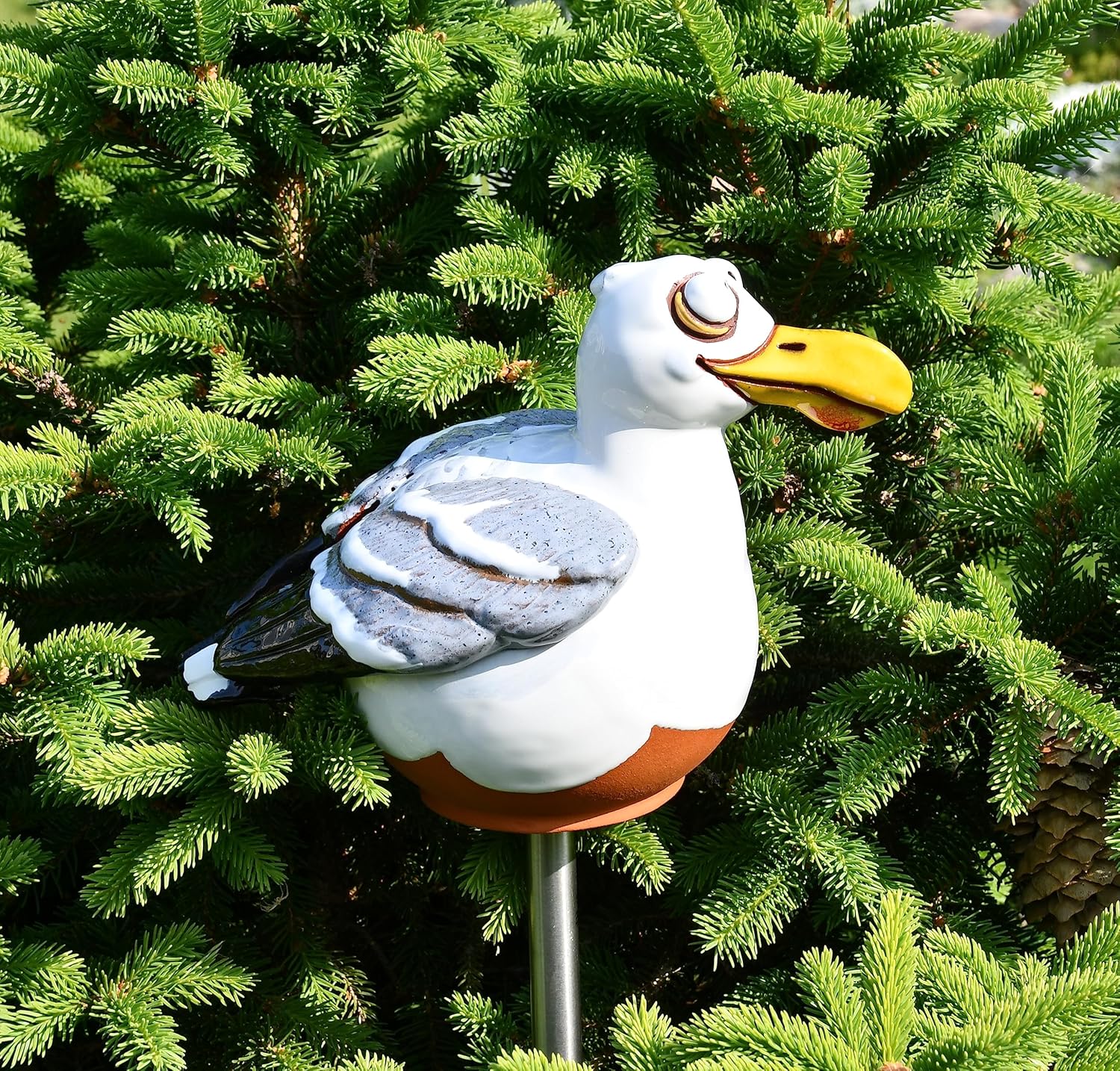 Garden Decor Bird Seagull Ceramic Bird Garden Stake Frostproof Handmade Hand Painted Lawn Stake Ceramic Garden Ball Bird Figurine