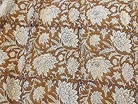 Vista 1 de Bagru - Funda de almohada Kantha con estampado de bloques, hecha a mano, de algodón, color beige, 20 x 30 pulgadas
