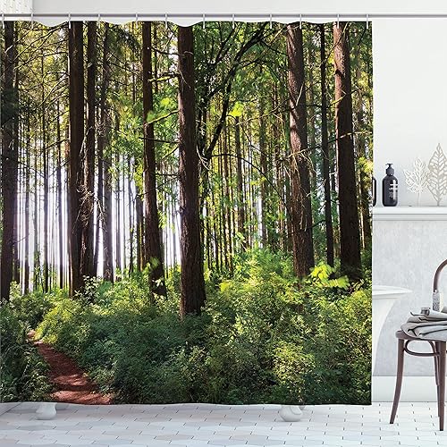 Miniatura 13 de Ambesonne Cortina de ducha de flores de amapola, flores y capullos sobre fondo ambiental grunge, efectos retro, bohemio, juego de decoración de baño