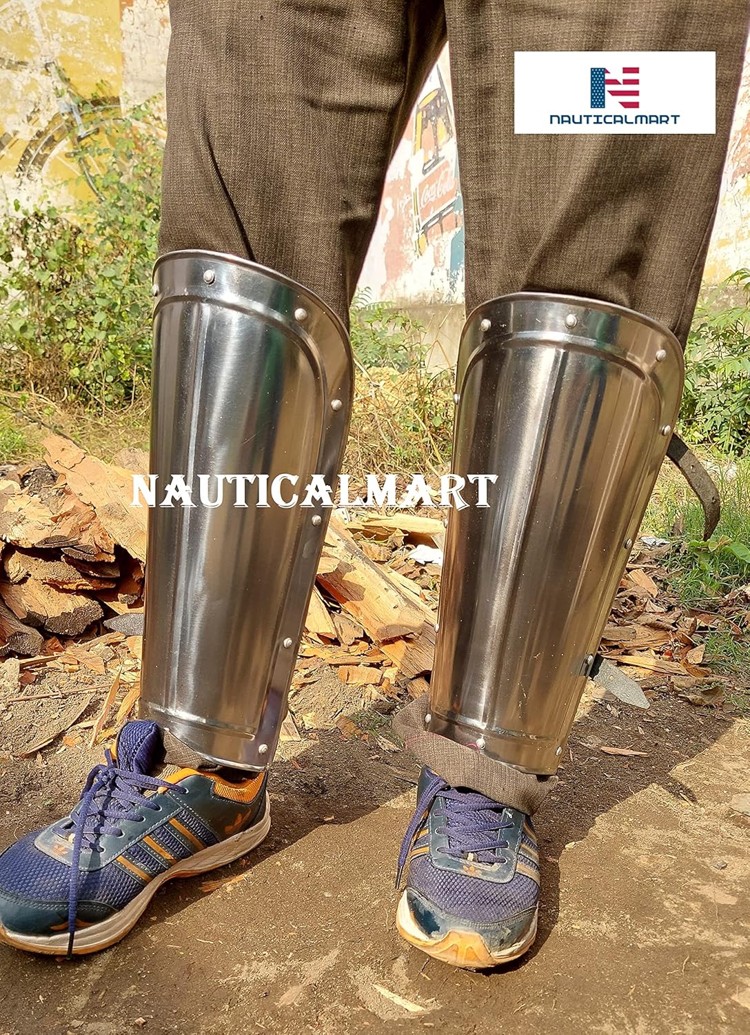 Medieval Pair of Leg Greaves Armor & Steel Arm Guards Set Viking LARP Accessories Functional Re-Enactment Knight Armoury Collectibles - Image 6