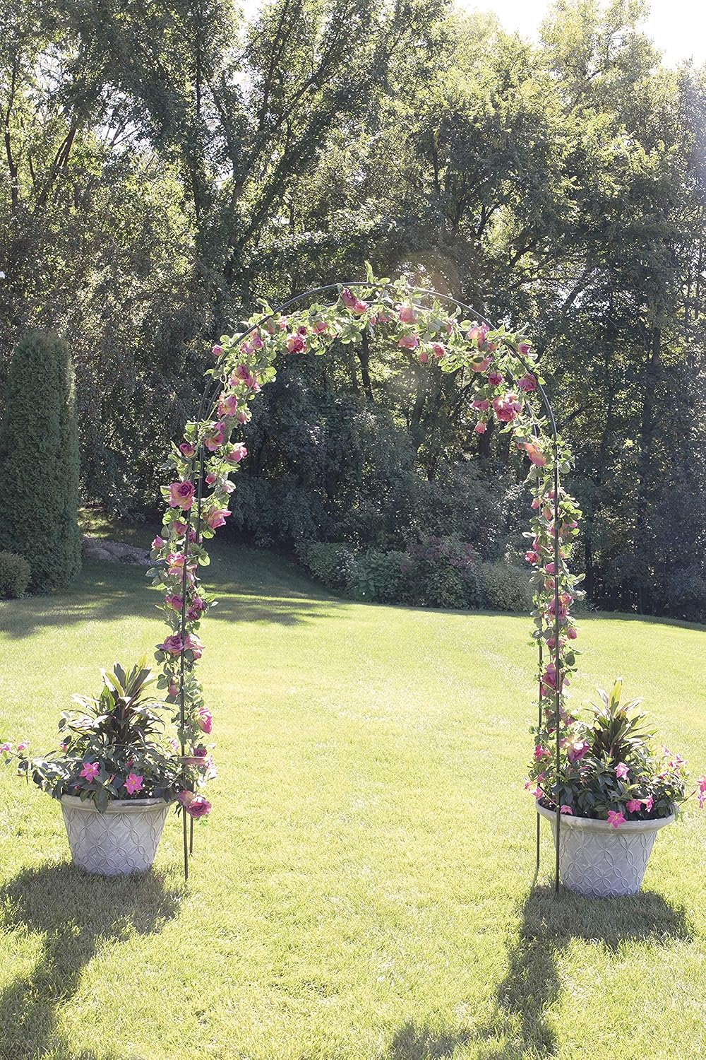 Metal Pergola Arbor Arch for Outdoors | 7.9 Feet High x 4.6 Feet Wide, Easy to Assemble | Perfect Backyard, Garden, Bridal Party & Wedding Decoration | 3 Pack | Black