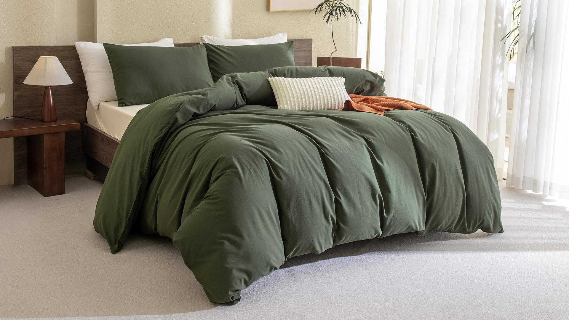 Amazon.com: CozyTide Queen Size Comforter Set Olive Green,Cotton