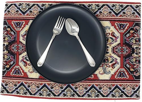 Miniatura 5 de DaDa Bedding - Juego de 4 manteles individuales de algodón y lino para mesa de comedor, 13 x 19 pulgadas