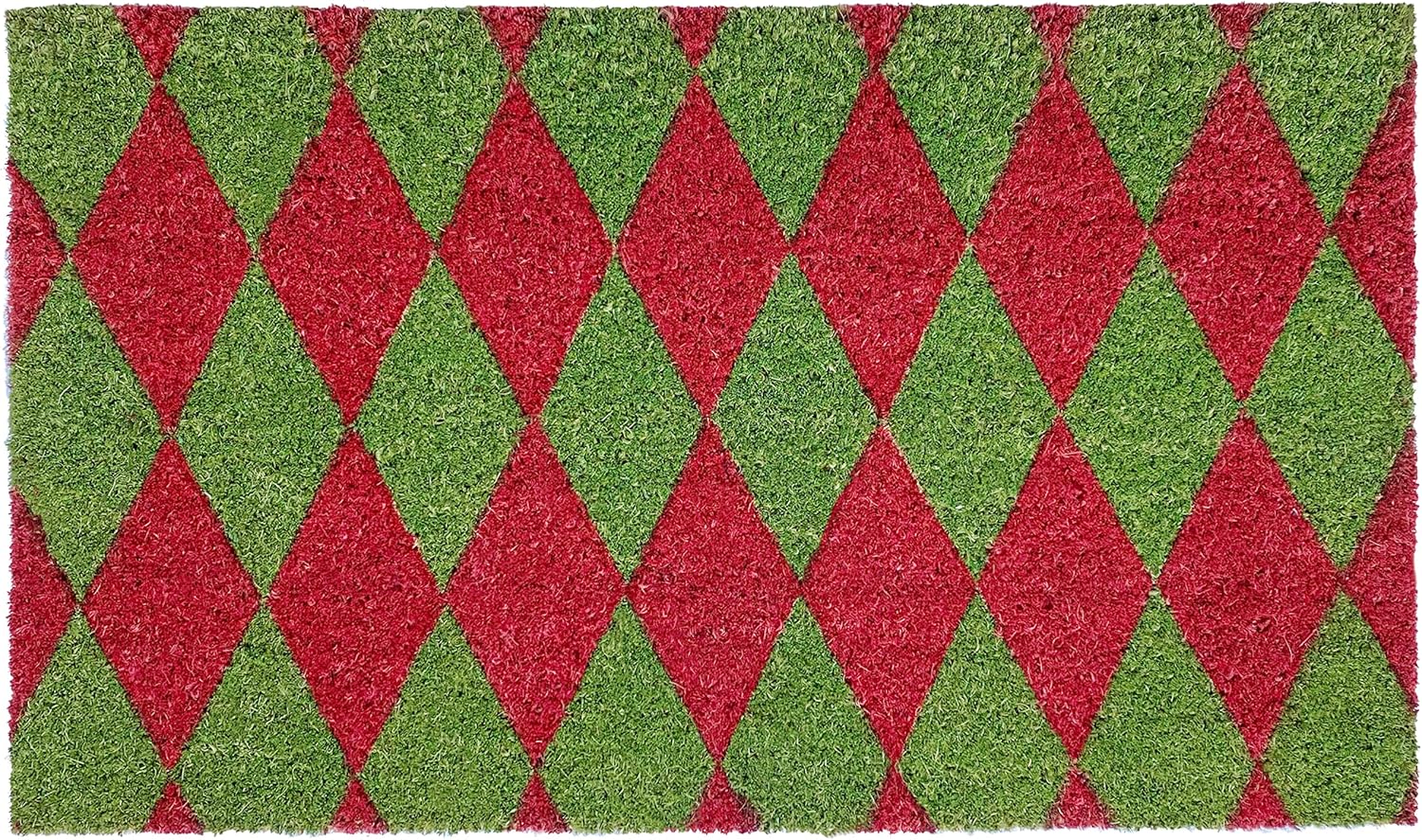 Home & More Calloway Mills Christmas Argyle 17"x29" Coir with Vinyl Backing Doormat