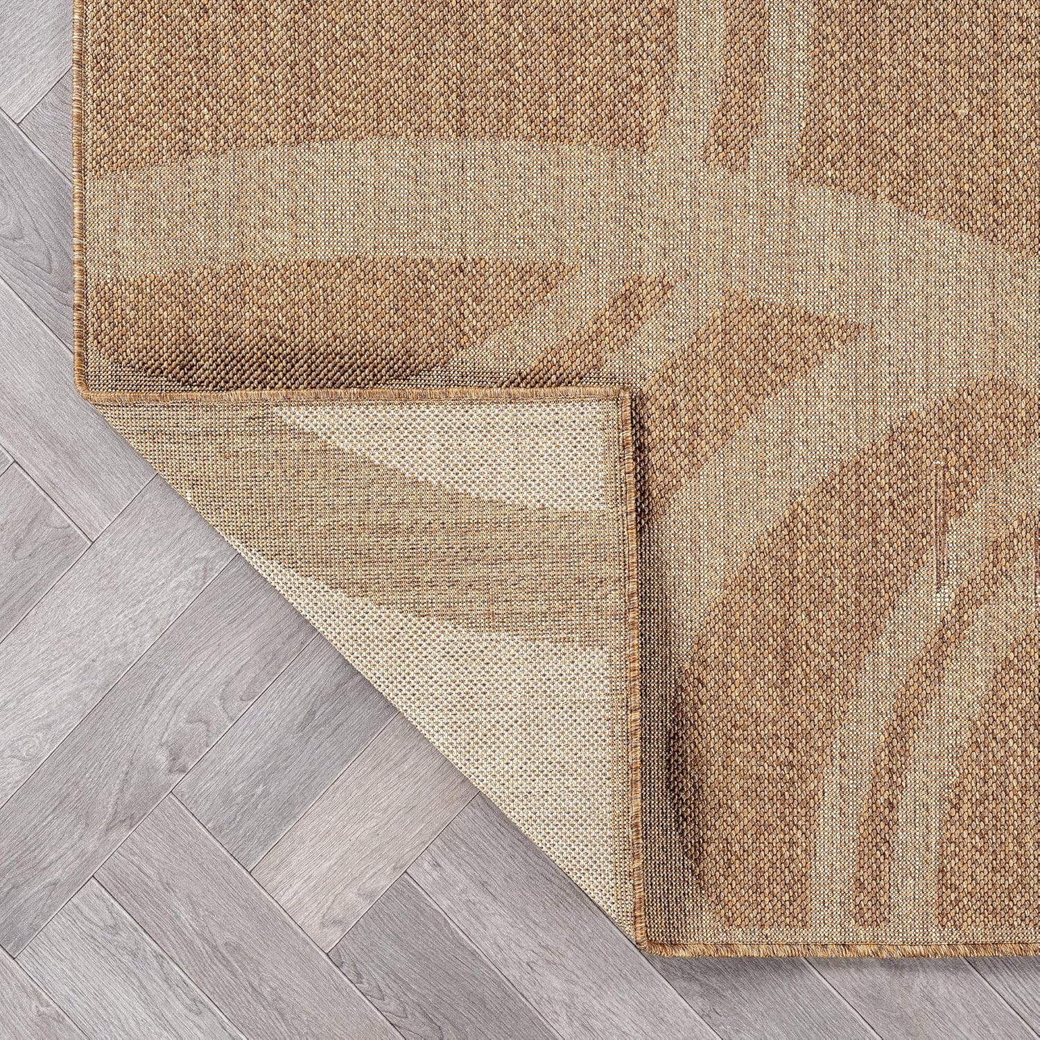Rugshop Abstract Indoor Outdoor Flat Woven Runner Rug,Natural Jute-Style,Easy-Care Patio Rug for Backyard Porch Deck Balcony, 2'3" x 6' Sand/Natural