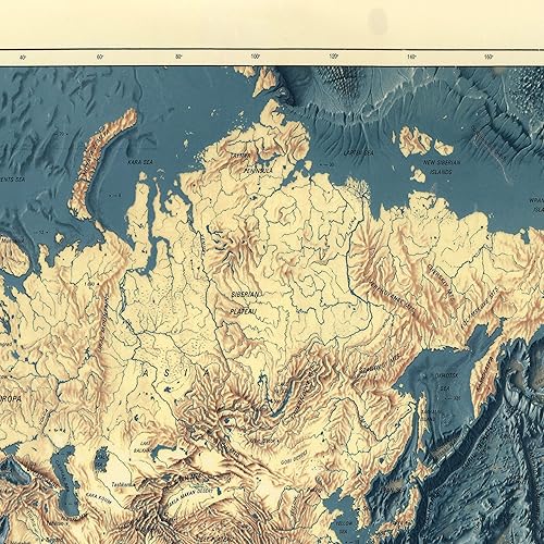 Miniatura 7 de Mapa de los Mundos Pisos Oceánicos y Alivio de la Tierra. 1976. Hardware de Restauración Vintage Estilo Home Deco Old Wall Reproducción mapa Imprimir