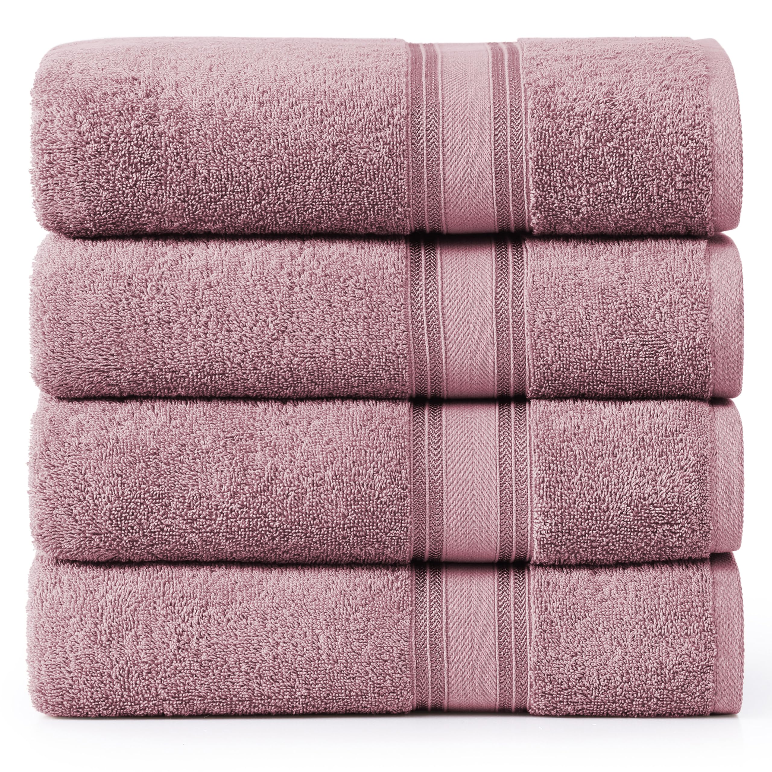100% Cotton Bath Sheets 4 Pack (35"x66") - Zero Twist Cotton Extra Large Bath Towels Set - Quick Dry, Soft & Absorbent Oversized Towel Set - Holds Well after Multiple Washes - Wishful Mauve