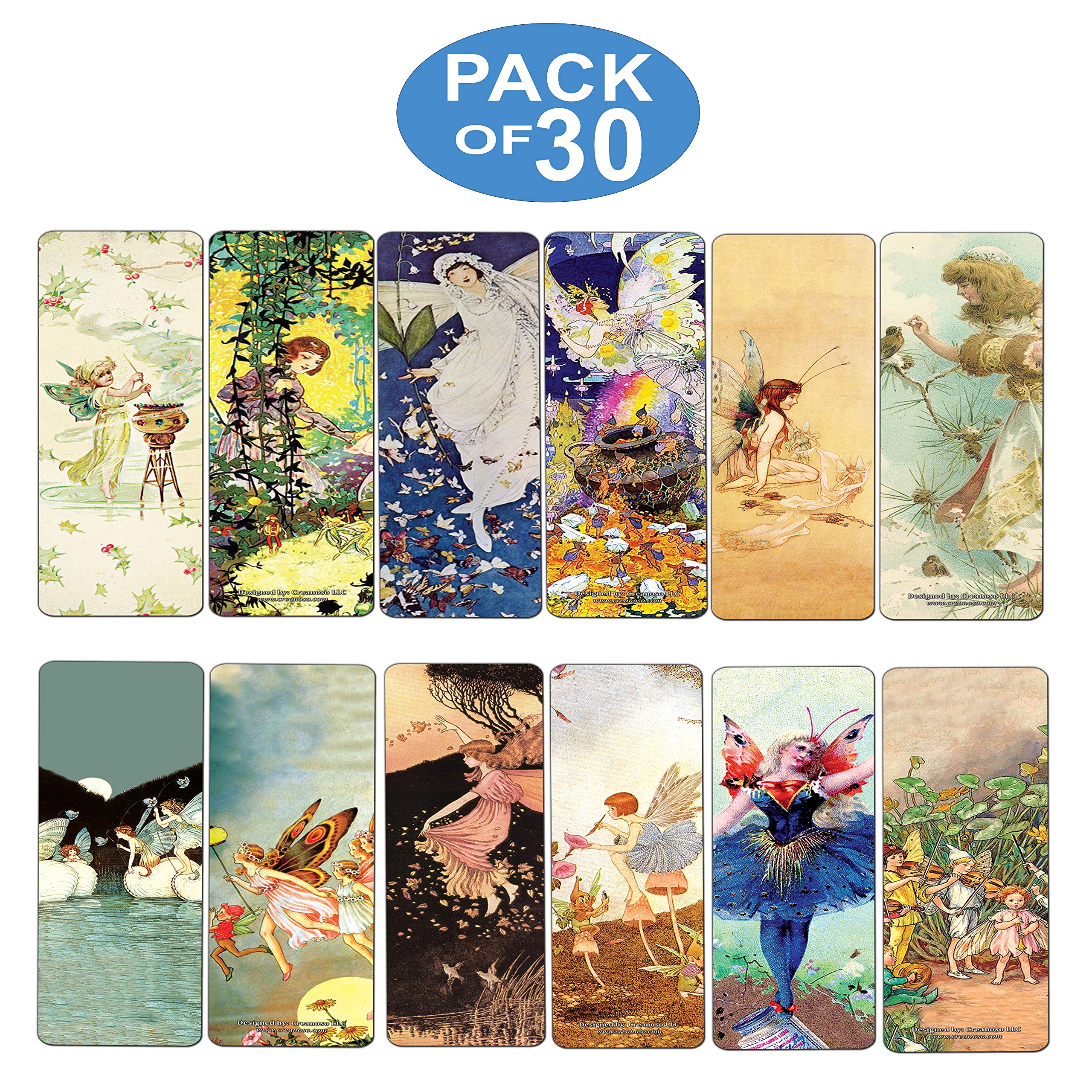 Creanoso Fées Favoris (30-Pack) - Unique Art Impressions Livre Binder - bas de Noël cadeaux pour Bookworms, Hommes et femmes, adolescents - Inspirer Dessins page clip - Cool Lecture Rewards Paquet