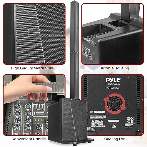 Miniatura 7 de Pyle Altavoz de columna de matriz de línea - Sistema PA de altavoz portátil profesional de 1600 W con Bluetooth inalámbrico, amplificador de audio