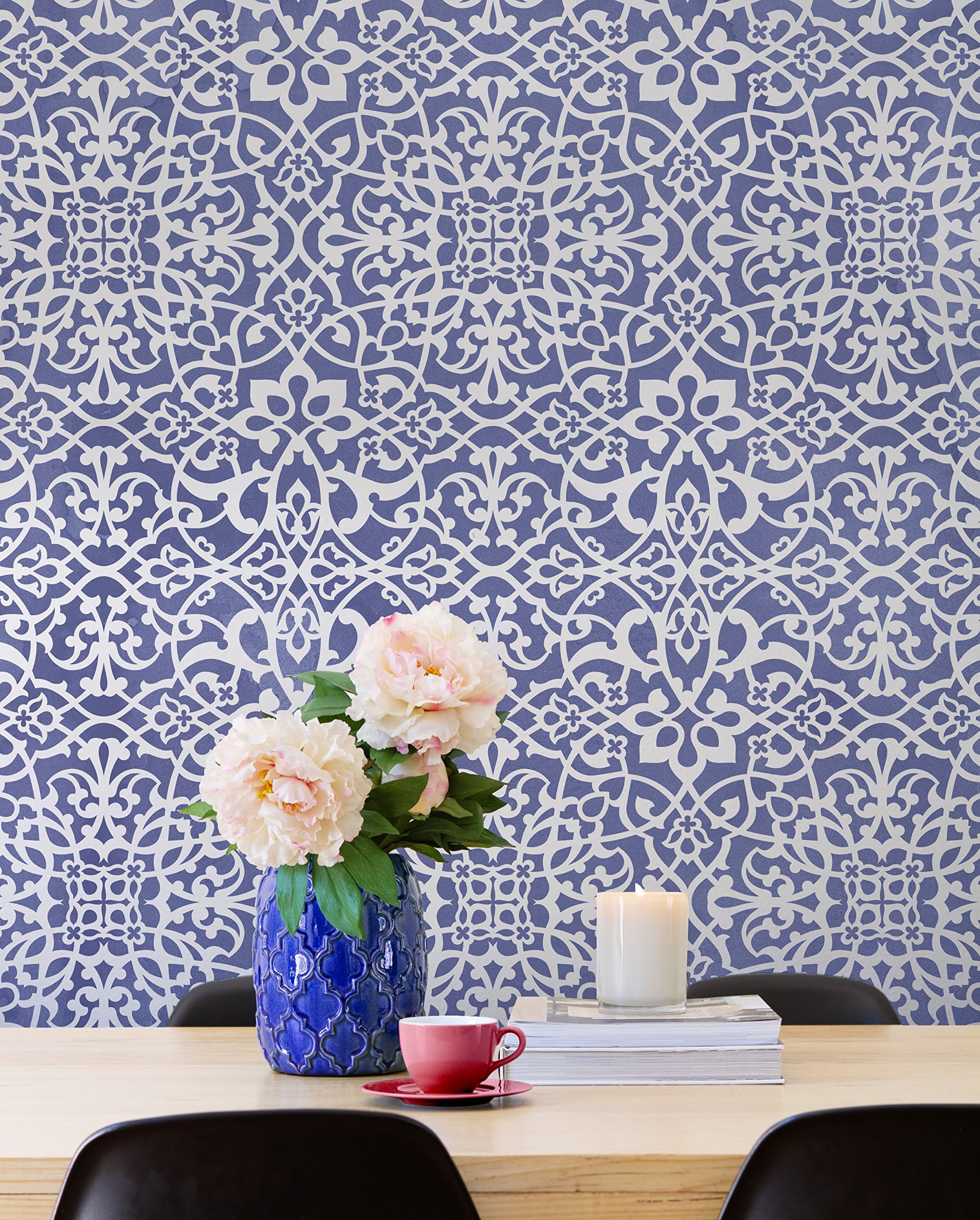 Palace Trellis Moroccan Wall Stencil for Painting - Feature Wall Pattern Stencils - Moroccan Wallpaper Stencils - DIY Boho Glam Wall Decor