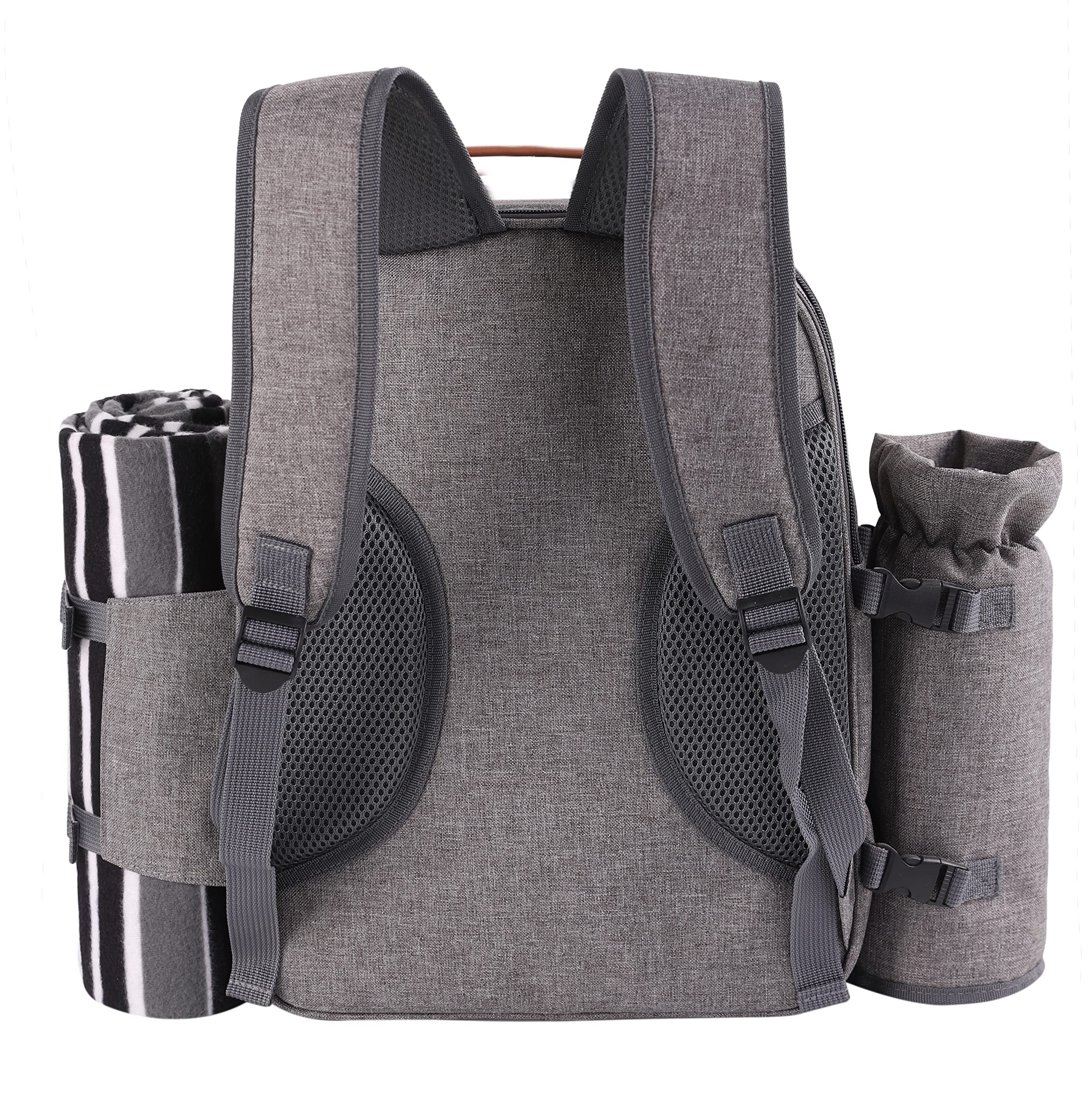 Apollo Walker Set zaino da picnic per 2 persone con scomparto refrigerante, portabottiglia/vino staccabile, coperta in pile, piatti e set di posate