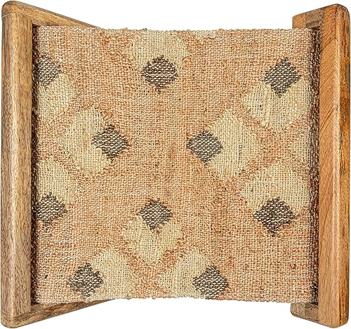 Miniatura 10 de Creative Co-Op Taburete plegable moderno de madera y yute, natural y marrón