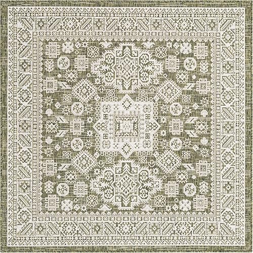 Miniatura 564 de Rugs.com Outdoor Aztec Collection Alfombra – 4 x 6 pies alfombra de tejido plano gris carbón perfecta para salas de estar, grandes comedores, planos