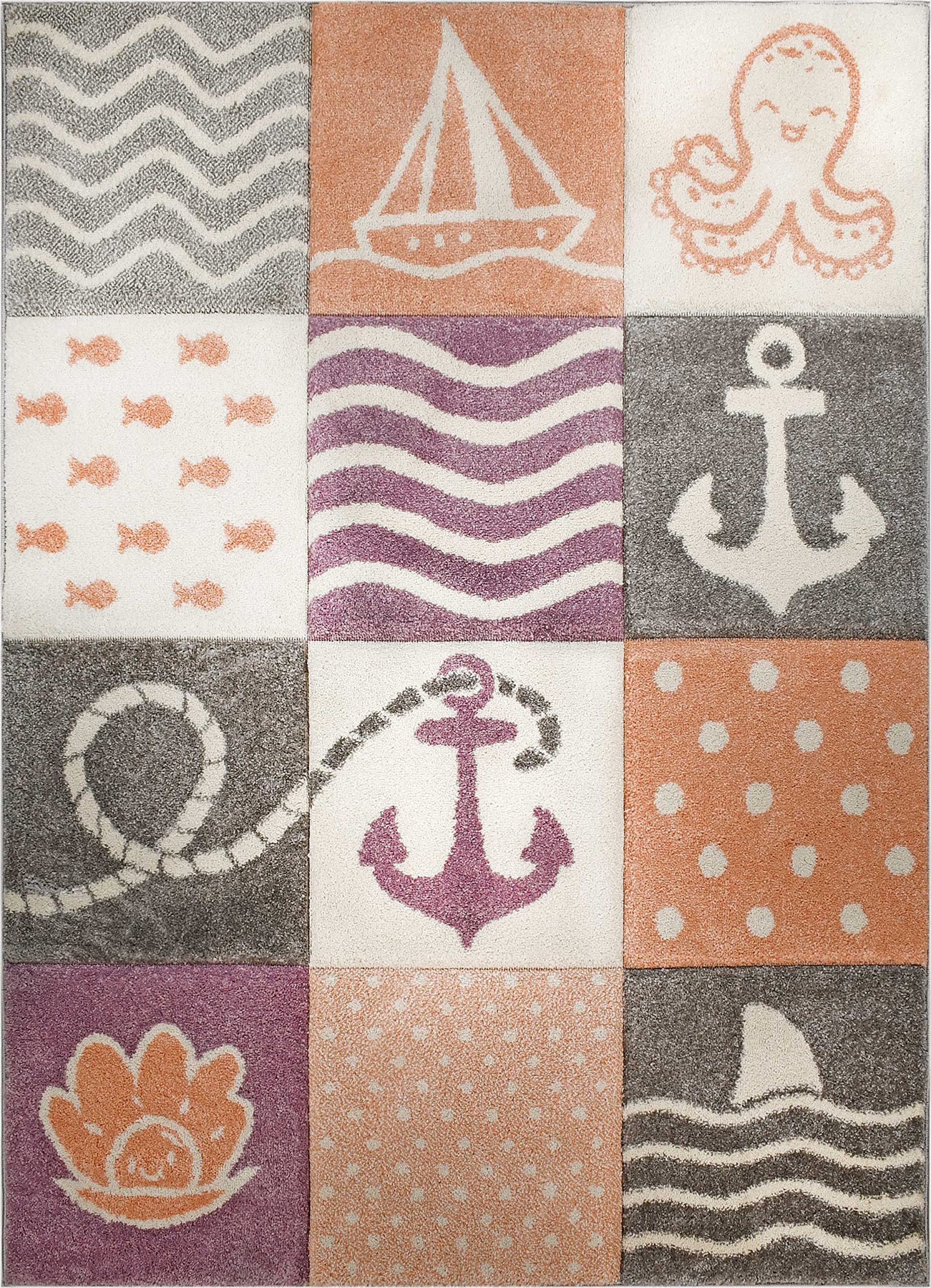 KC Cubs Boy & Girl Modern Decor Multicolor Area Rug and Carpet Collection for Kids, Toddlers and Baby Nursery, Nautical Ocean