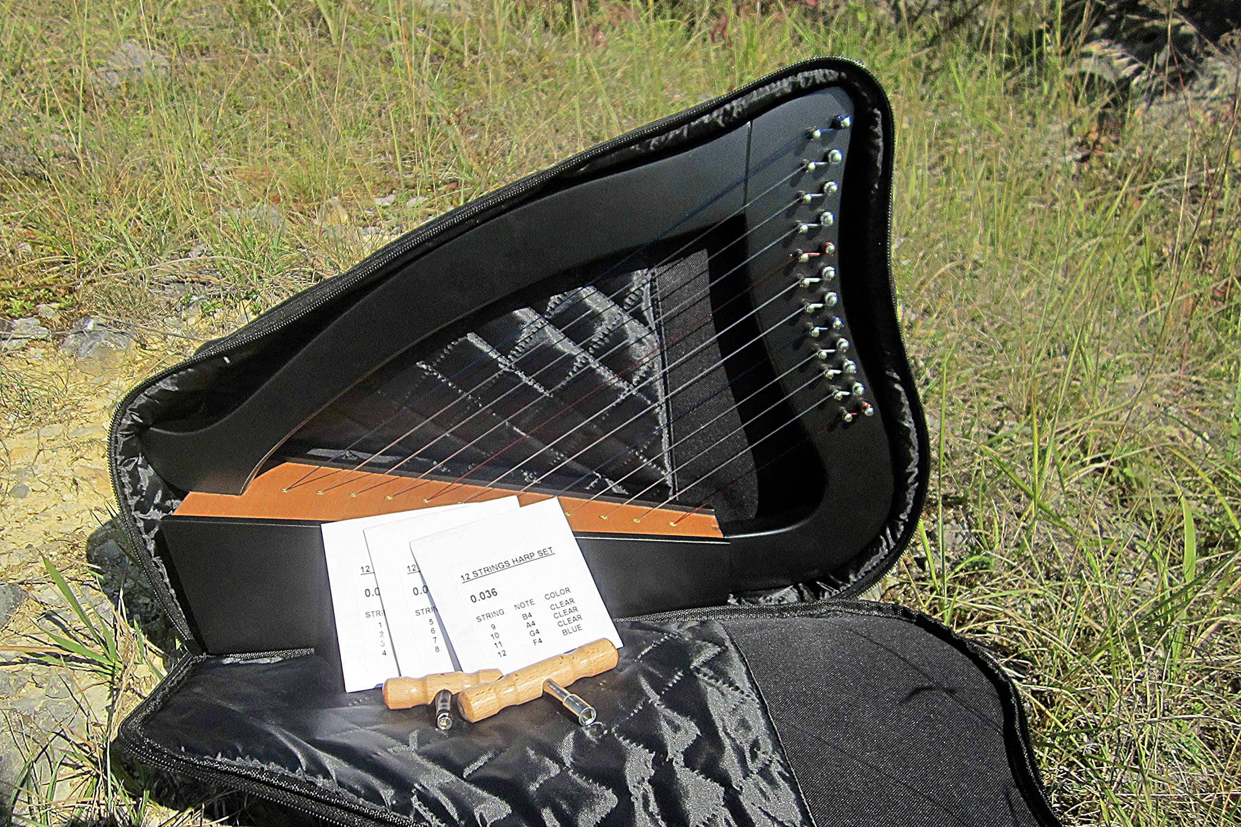 Irisch Keltische Kinder Harfe Harp 12 Saiten aus Buche schwarz