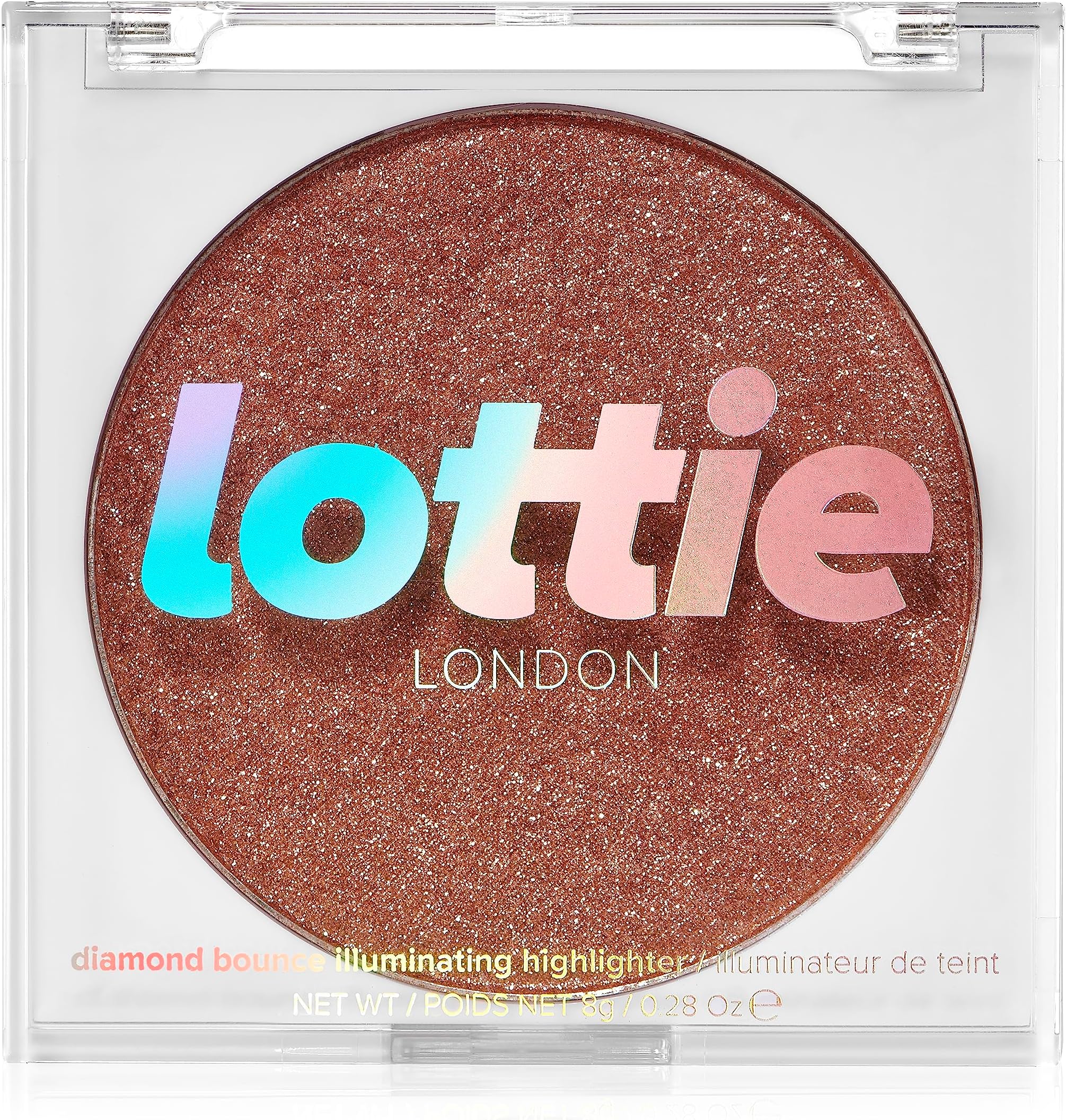 Diamond Bounce Highlighter in Rose Gold, Ultra-fine Gel-powder Highlighter with Rose Gold Shimmer for an Icy Iridescent Highlight
